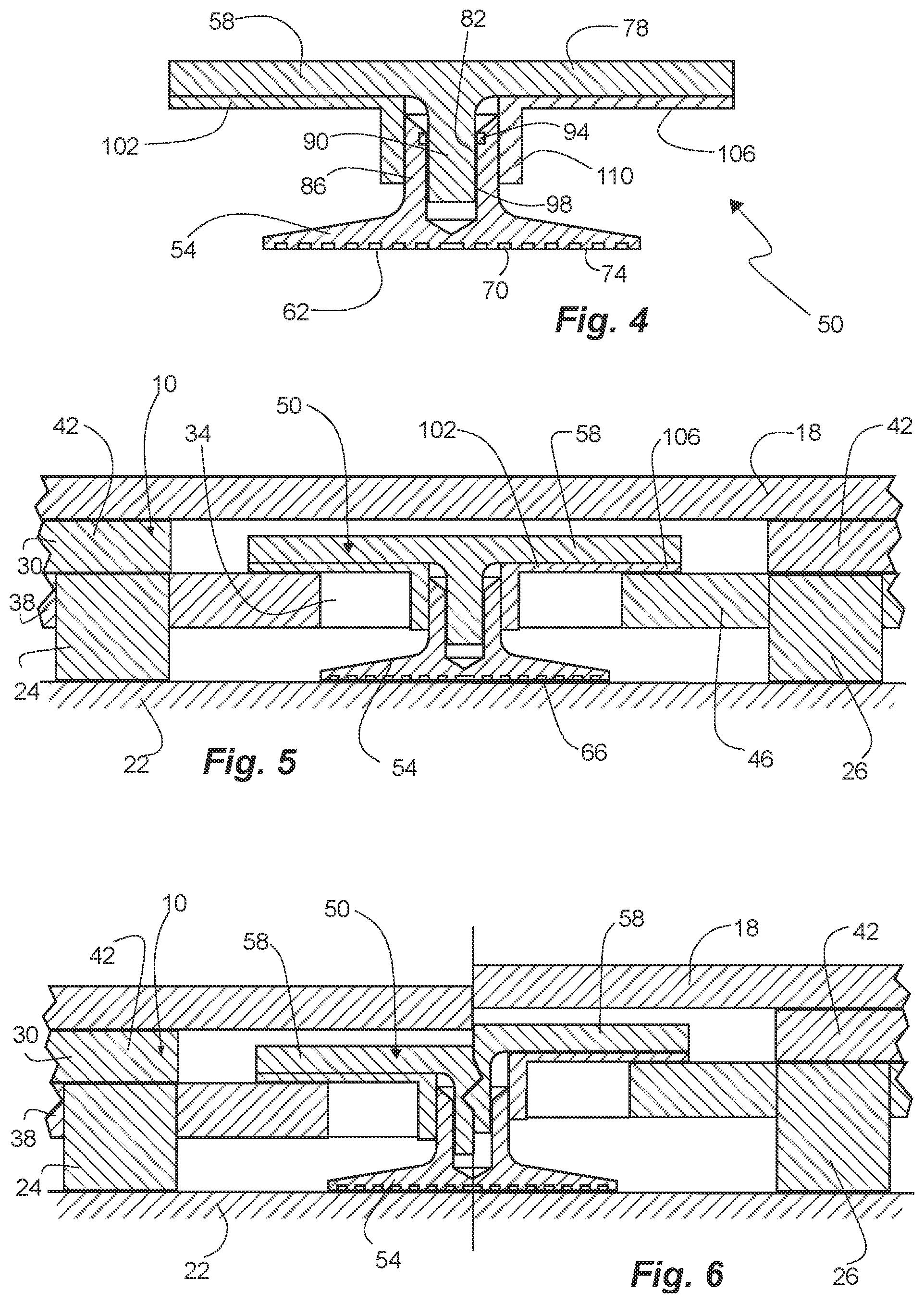 Patent US12312818 Figure 3 – Adhesive anchoring of subfloor