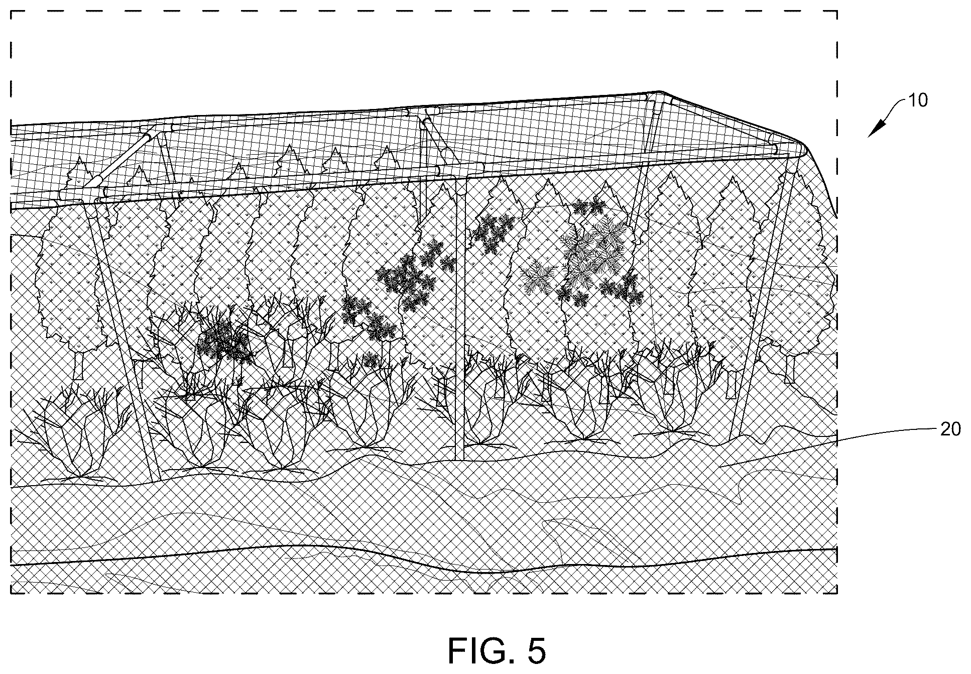 Patent US12312821 Figure 5 – Adaptable, temporary landscape protection structure