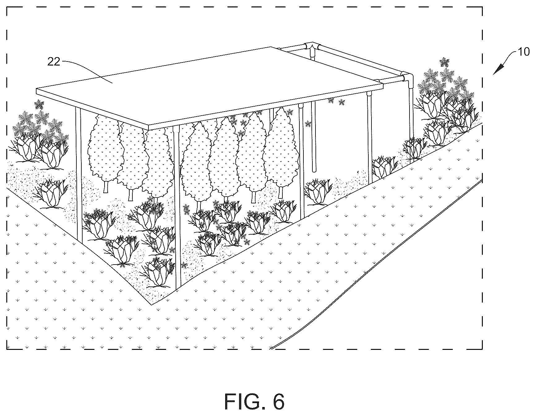 Patent US12312821 Figure 6 – Adaptable, temporary landscape protection structure