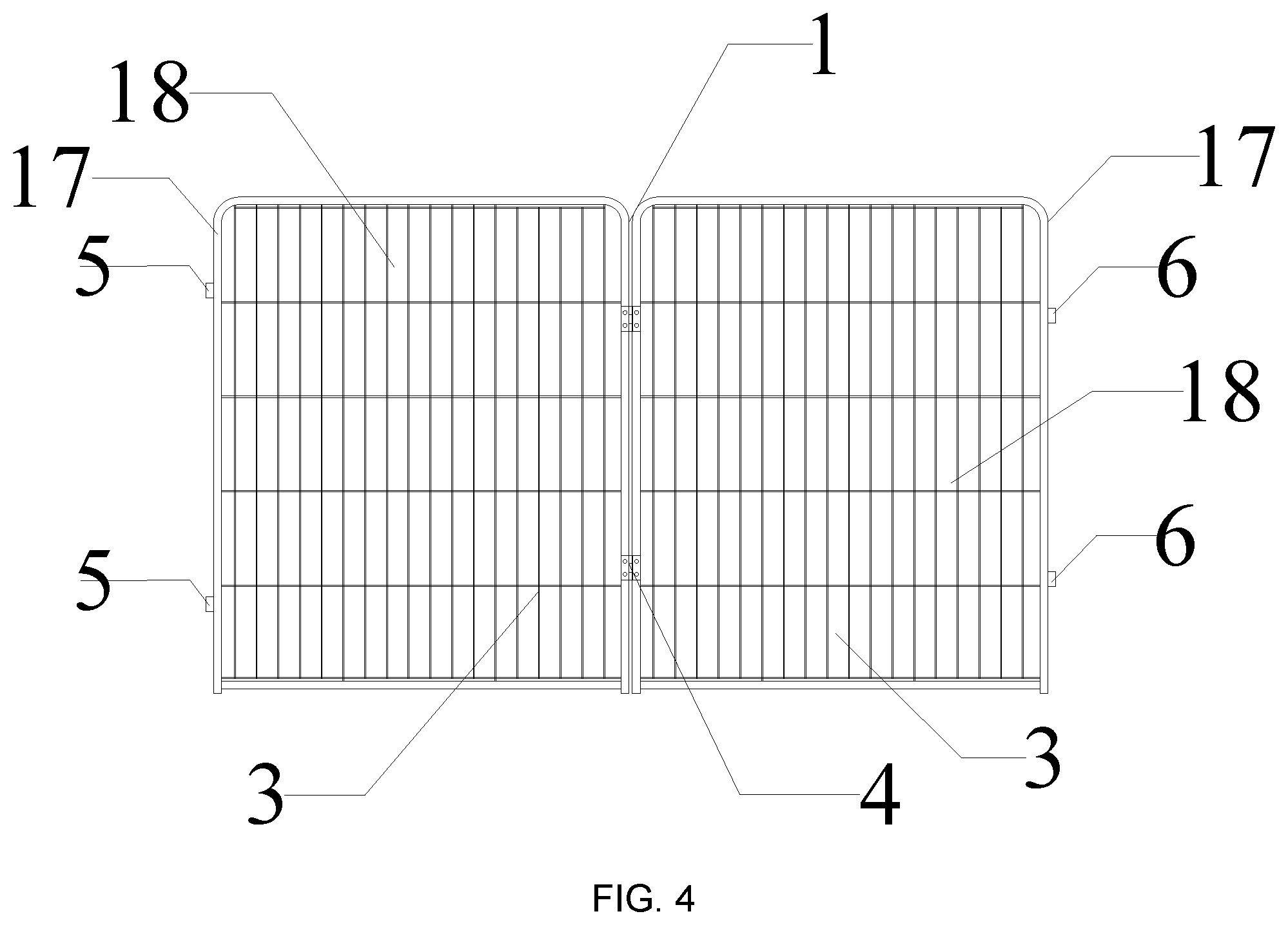 Patent US12312828 Figure 4 – Hinged quick installation fence