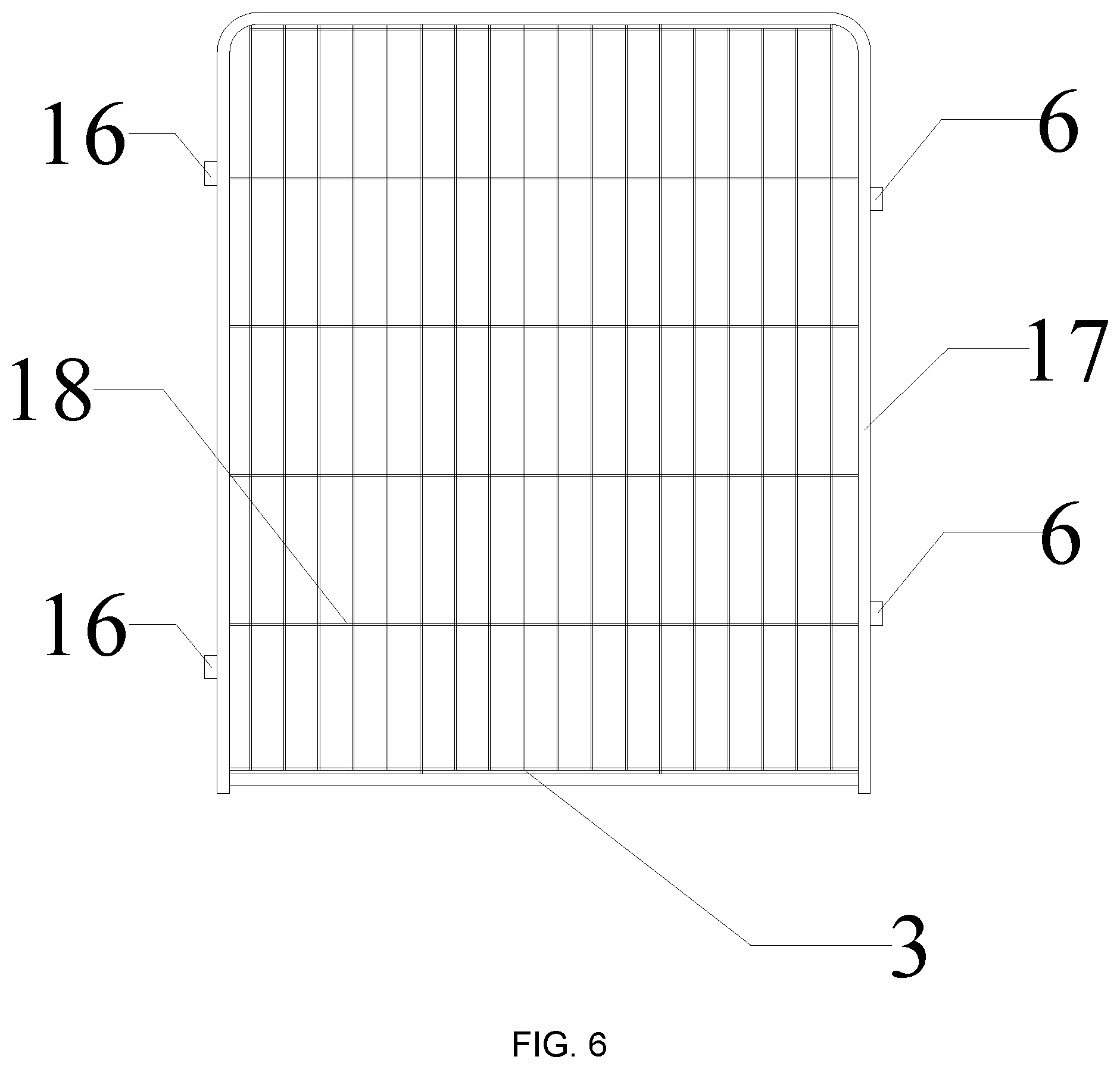 Patent US12312828 Figure 6 – Hinged quick installation fence