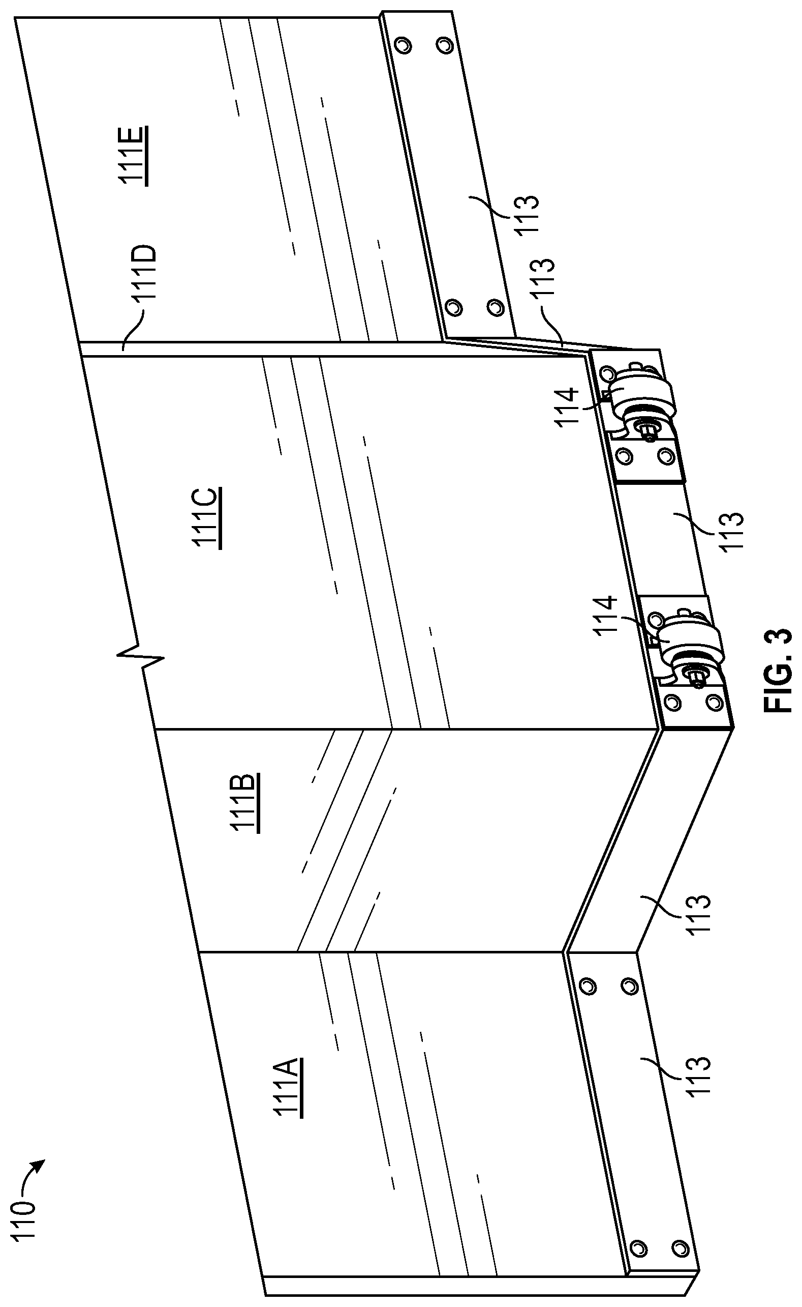 Patent US12312829 Figure 3 – System and method for preventing access to steps in retracted bleachers