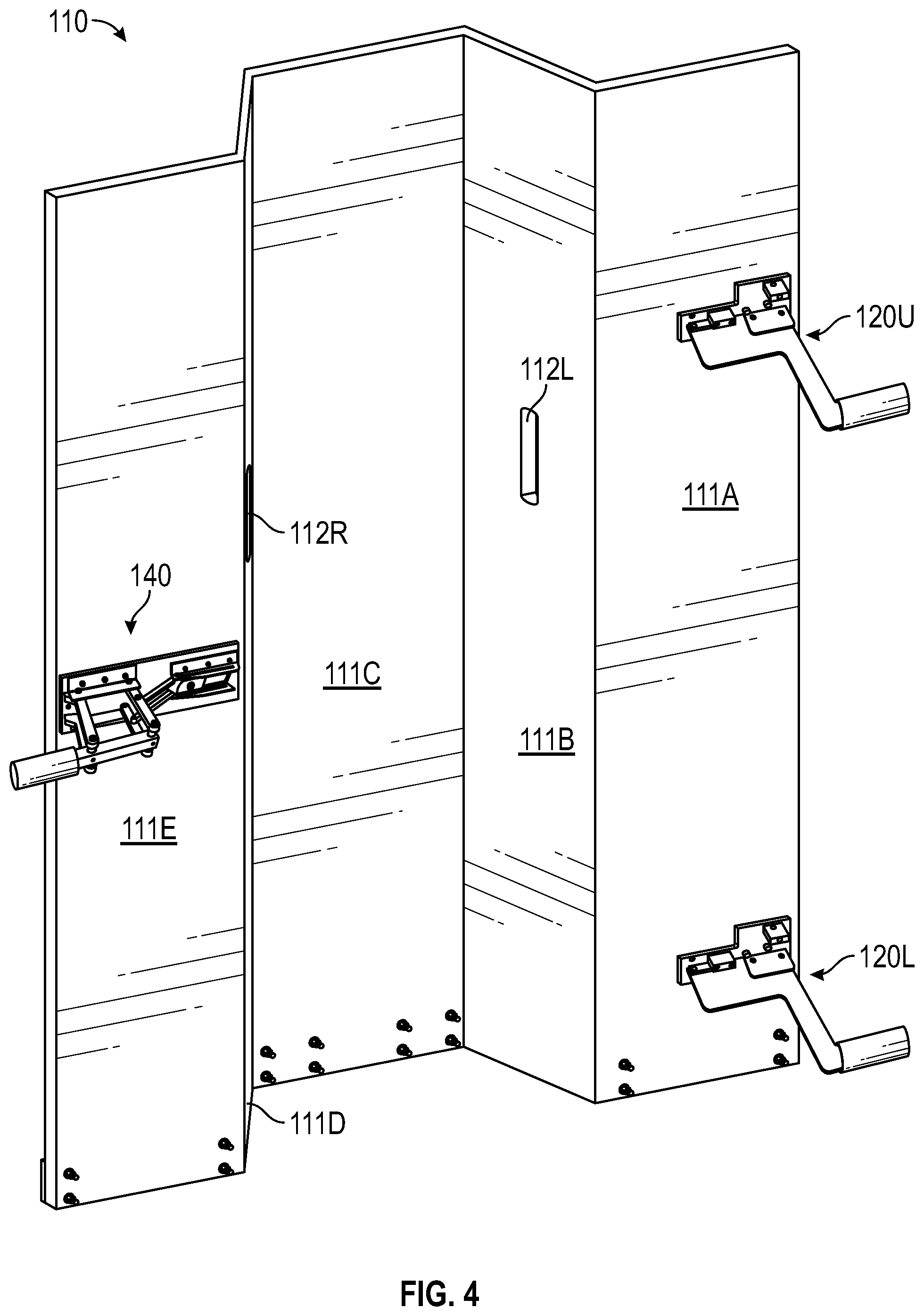 Patent US12312829 Figure 4 – System and method for preventing access to steps in retracted bleachers
