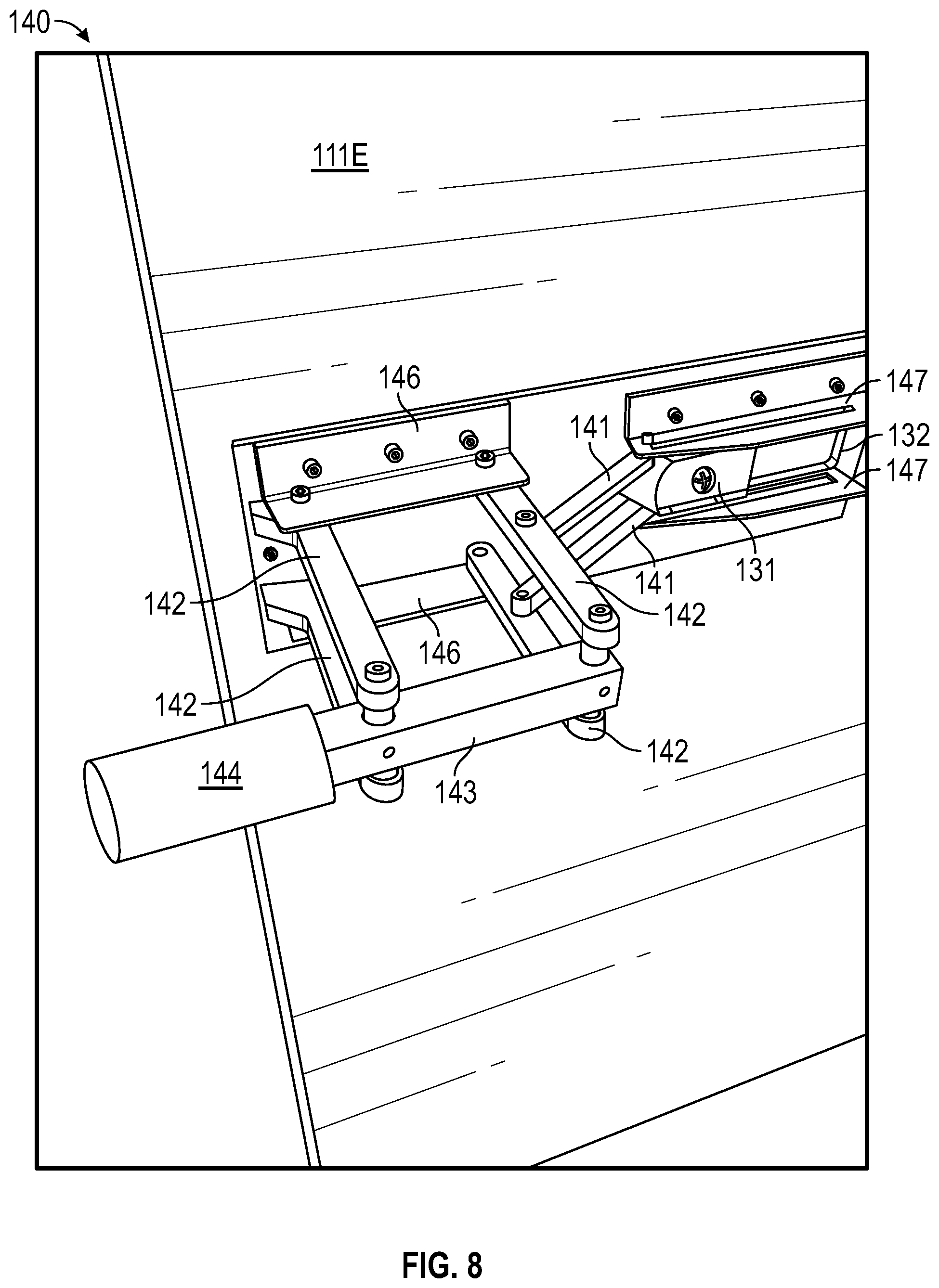 Patent US12312829 Figure 7 – System and method for preventing access to steps in retracted bleachers