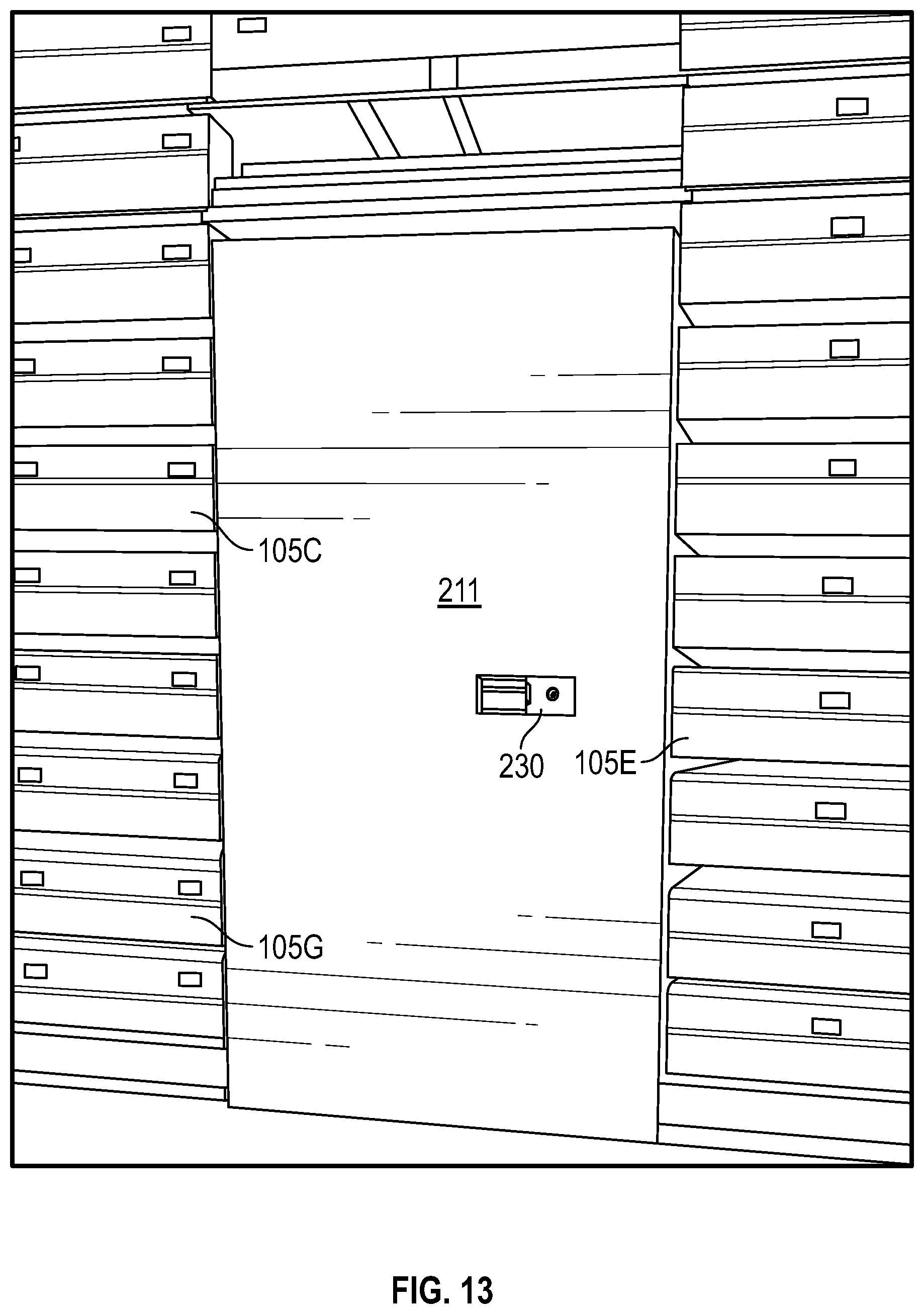 Patent US12312829 Figure 12 – System and method for preventing access to steps in retracted bleachers