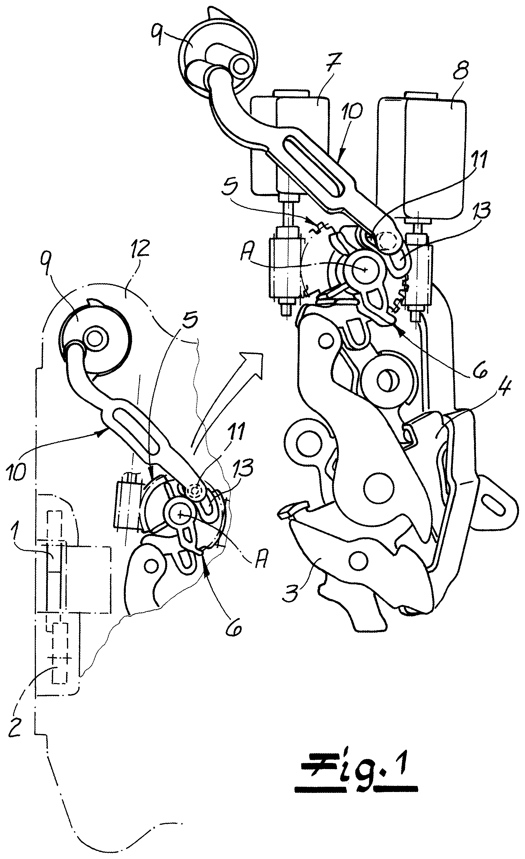 Patent US12312834 Figure 1 – Motor vehicle, in particular motor vehicle door lock