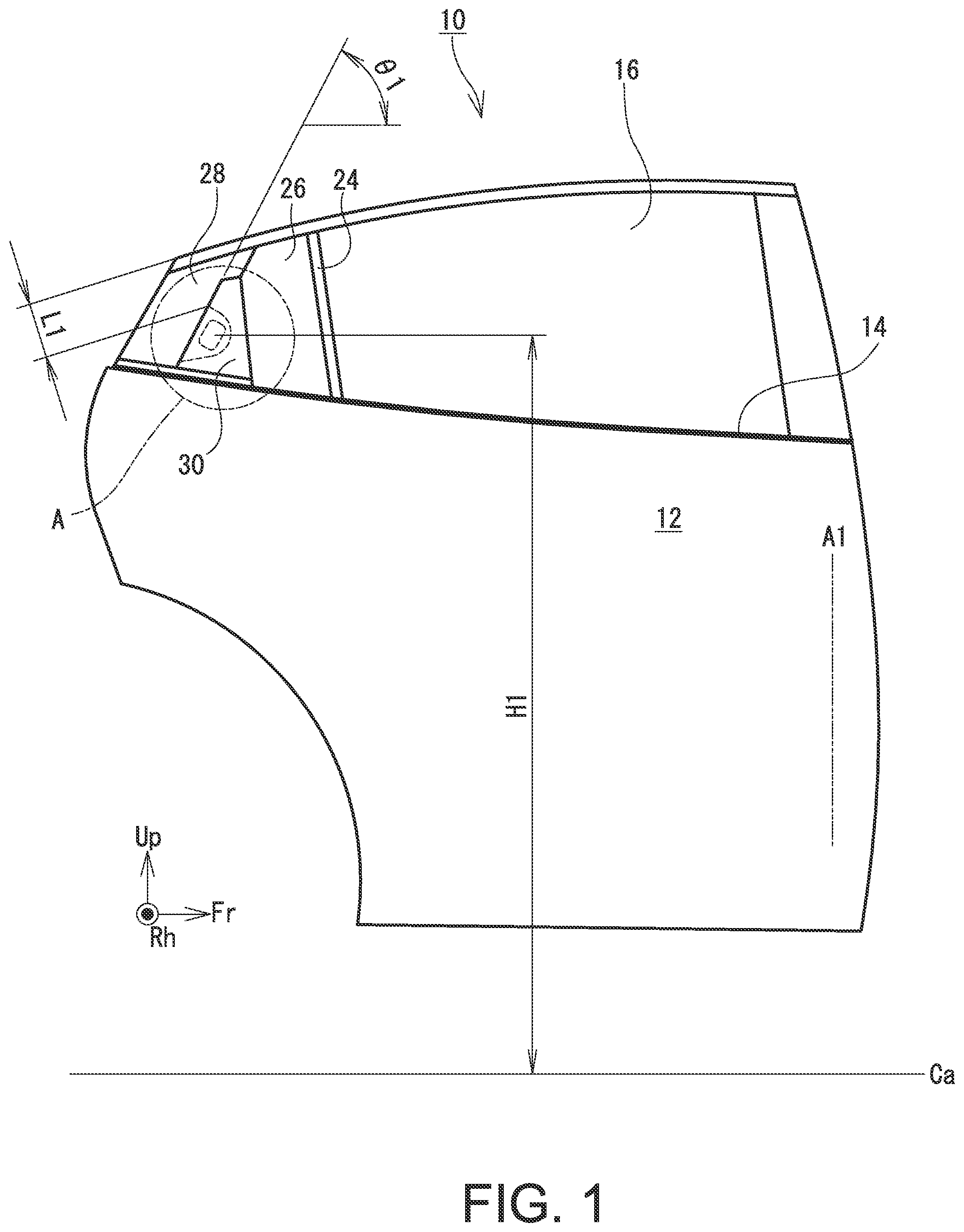 Patent US12312843 Figure 1 – Vehicle door handle structure