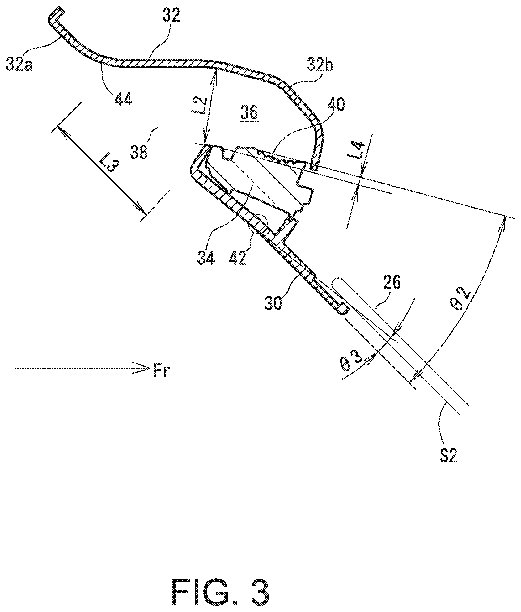 Patent US12312843 Figure 3 – Vehicle door handle structure