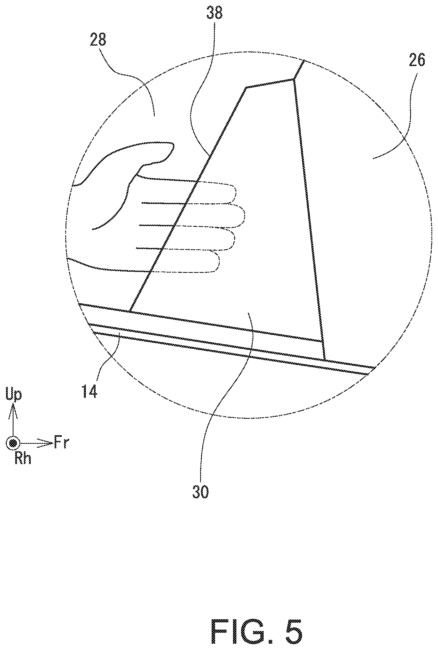 Patent US12312843 Figure 5 – Vehicle door handle structure
