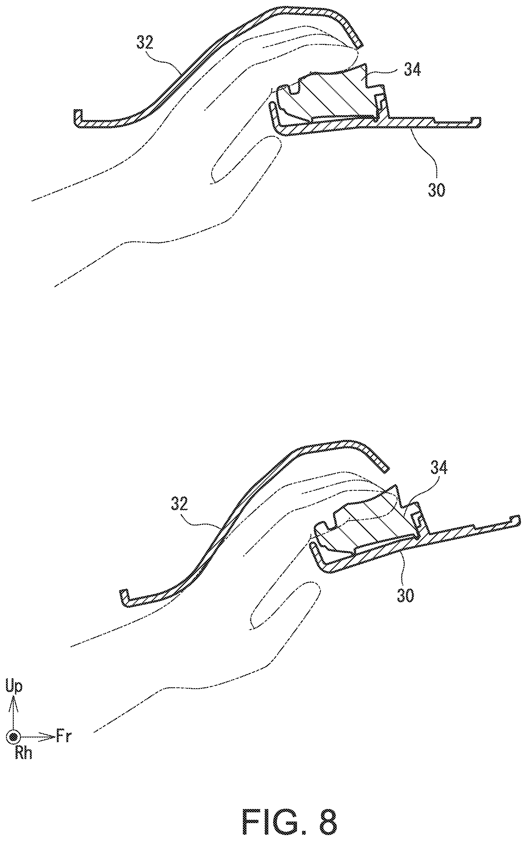 Patent US12312843 Figure 8 – Vehicle door handle structure