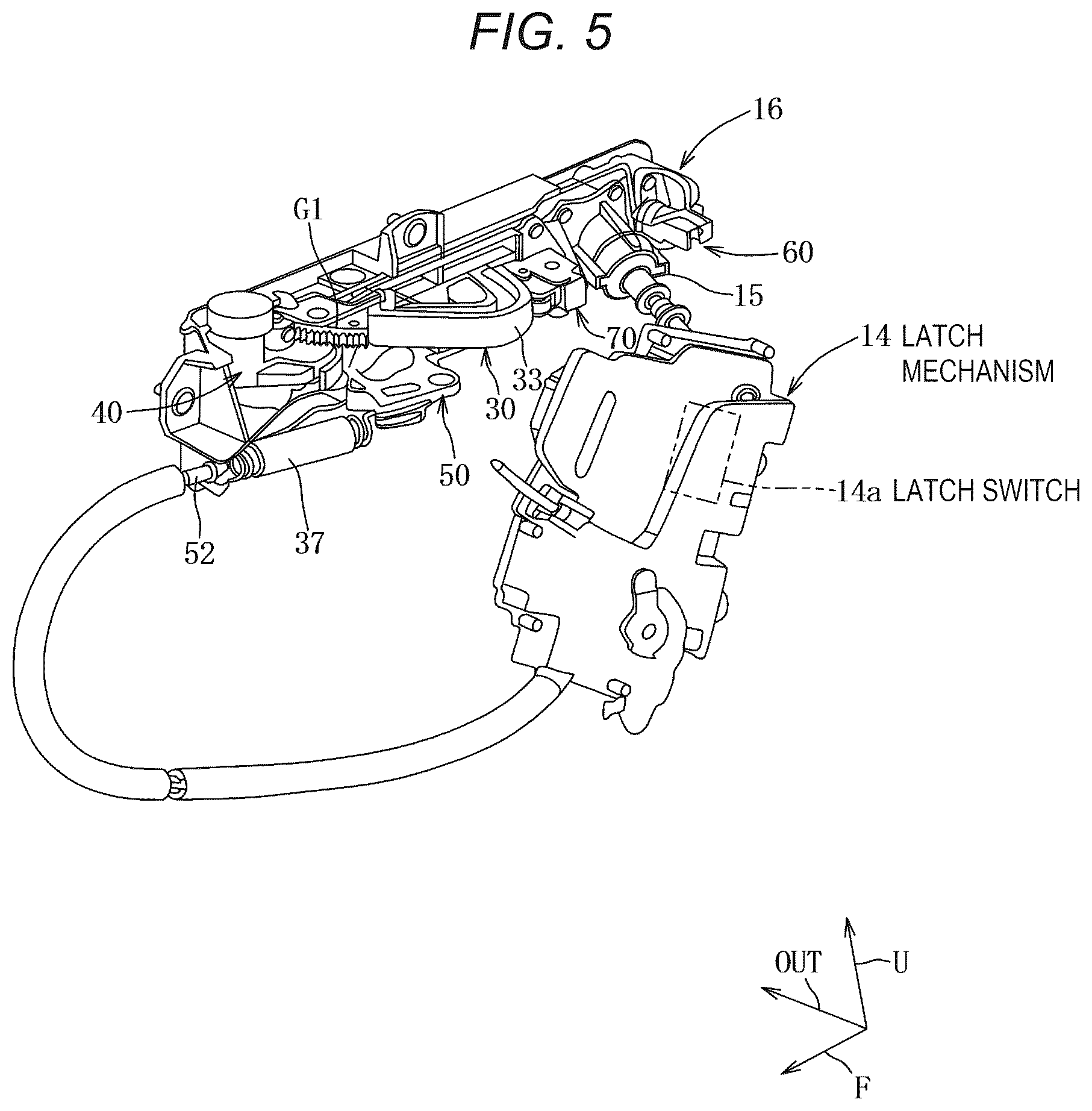 Patent US12312844 Figure 5 – Door handle control device of vehicle