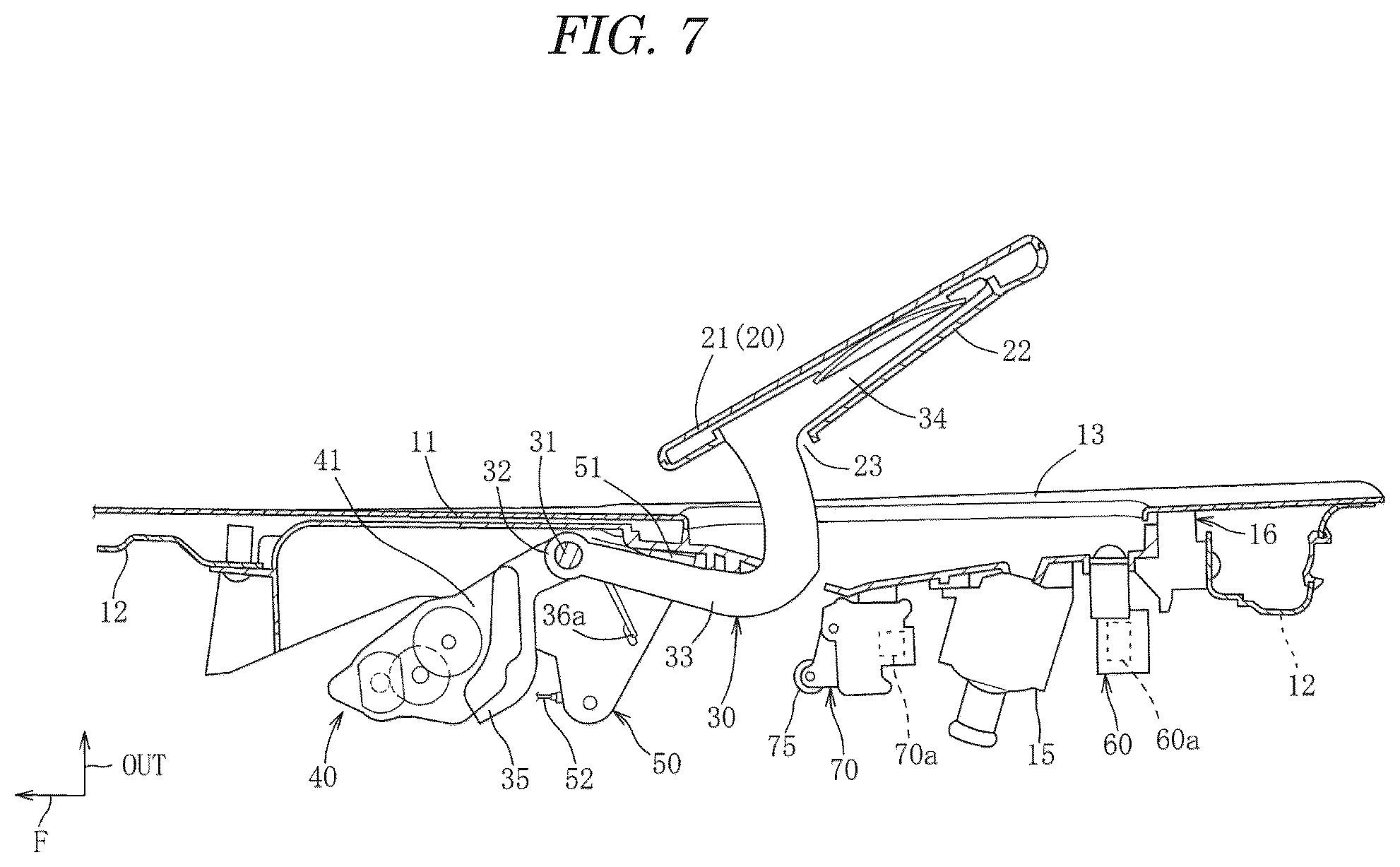 Patent US12312844 Figure 7 – Door handle control device of vehicle