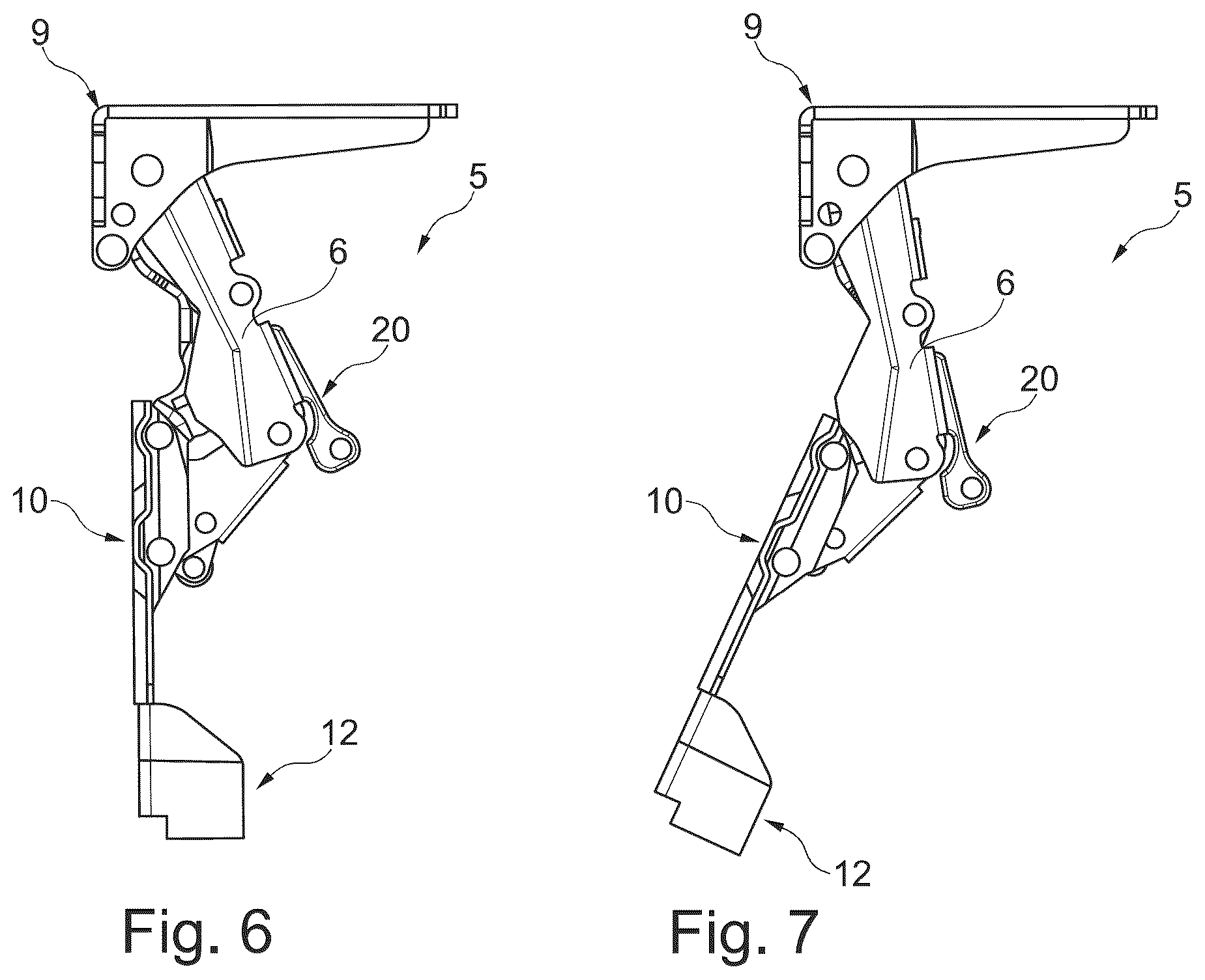 Patent US12312849 Figure 3 – Hinge assembly and piece of furniture or domestic appliance