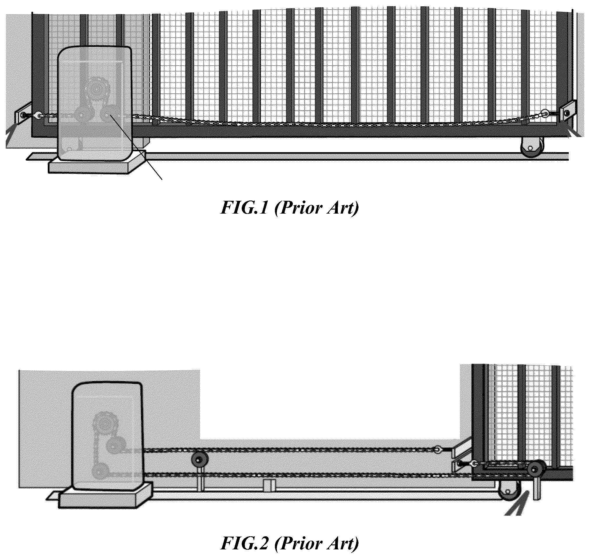 Patent US12312853 Figure 1 – Retrofit gate operator with adjustable idler sprockets
