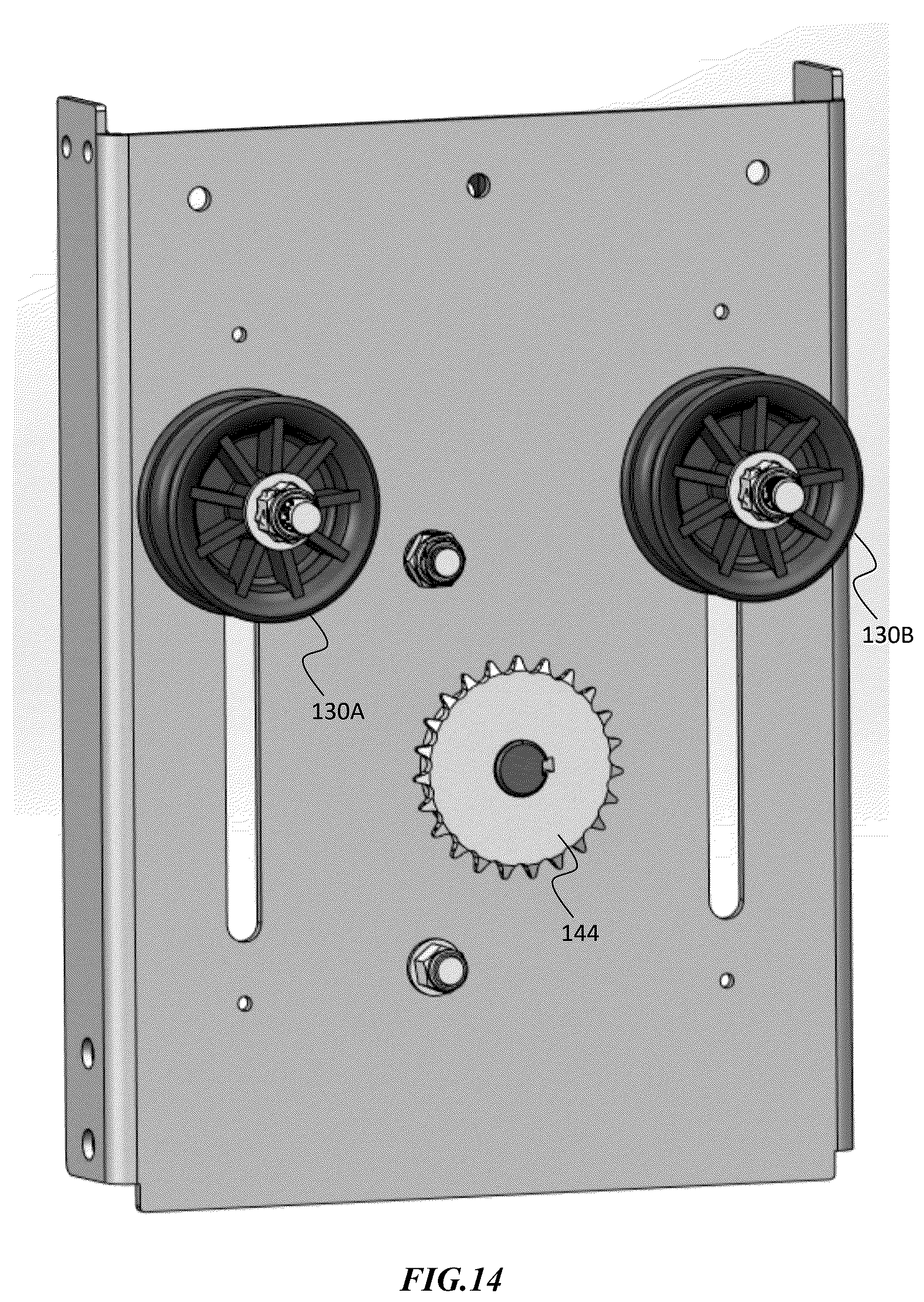 Patent US12312853 Figure 12 – Retrofit gate operator with adjustable idler sprockets
