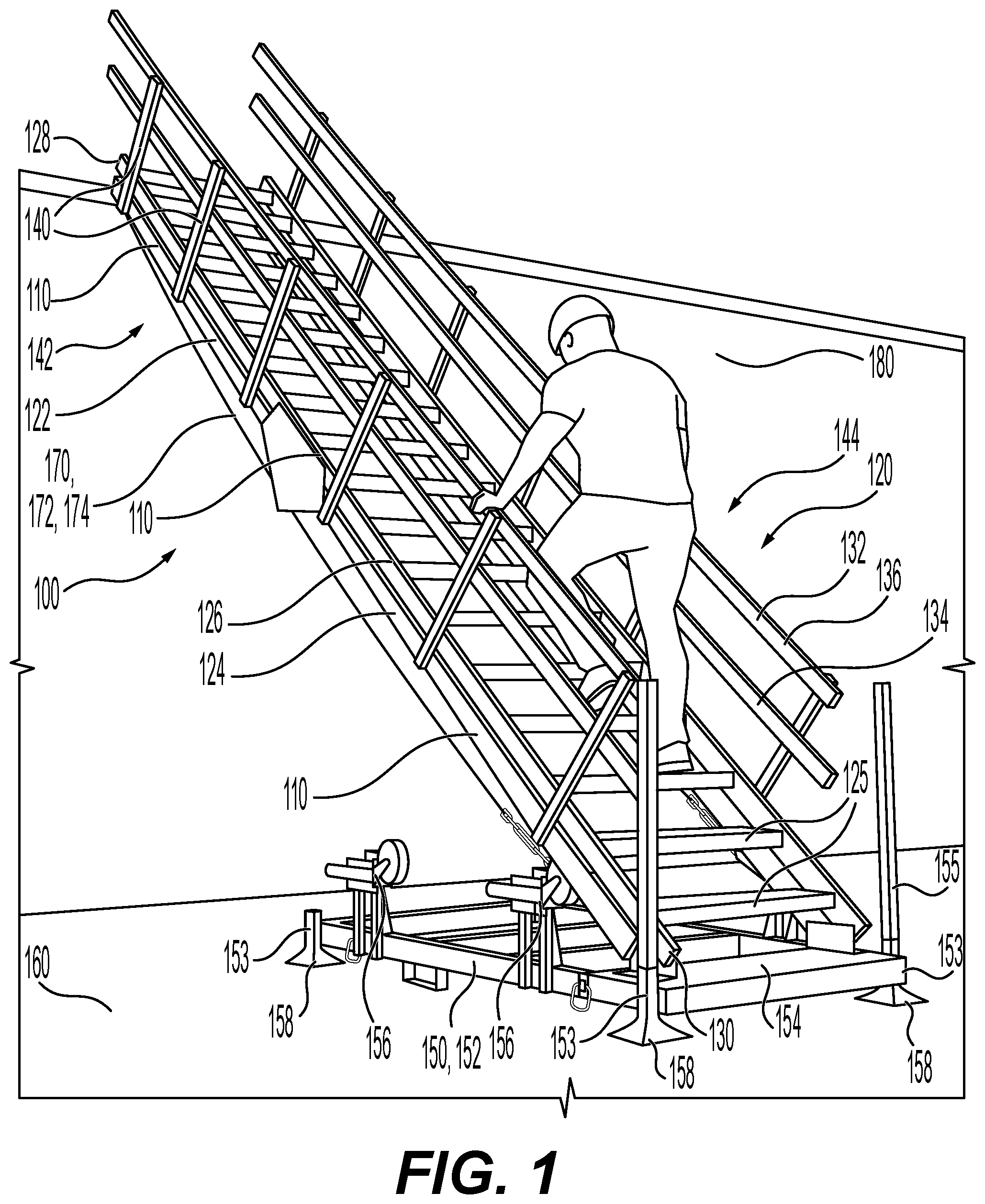 Patent US12312863 — Method of assembling a modular ladder system — Figure 1