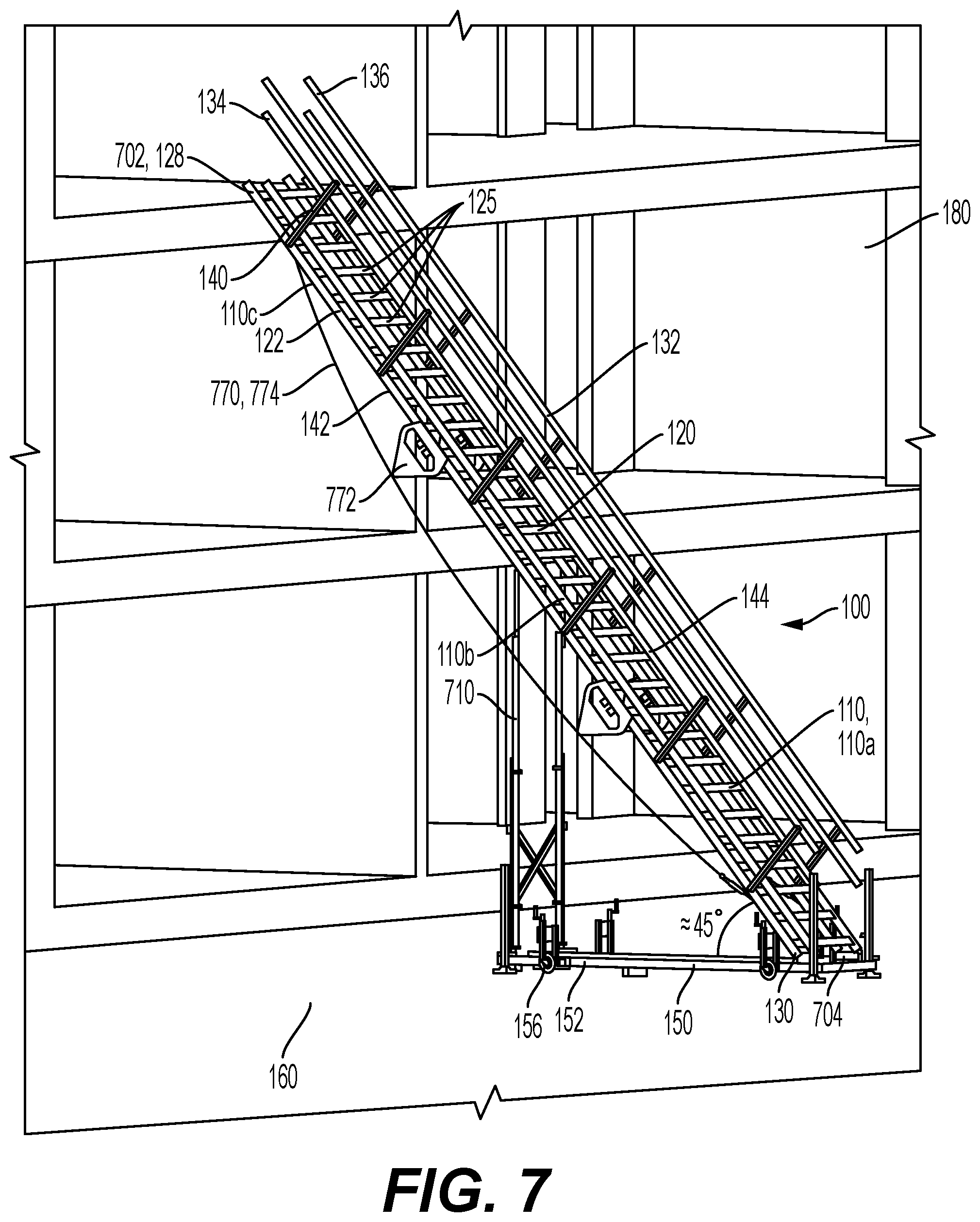 Patent US12312863 Figure 7 – Method of assembling a modular ladder system