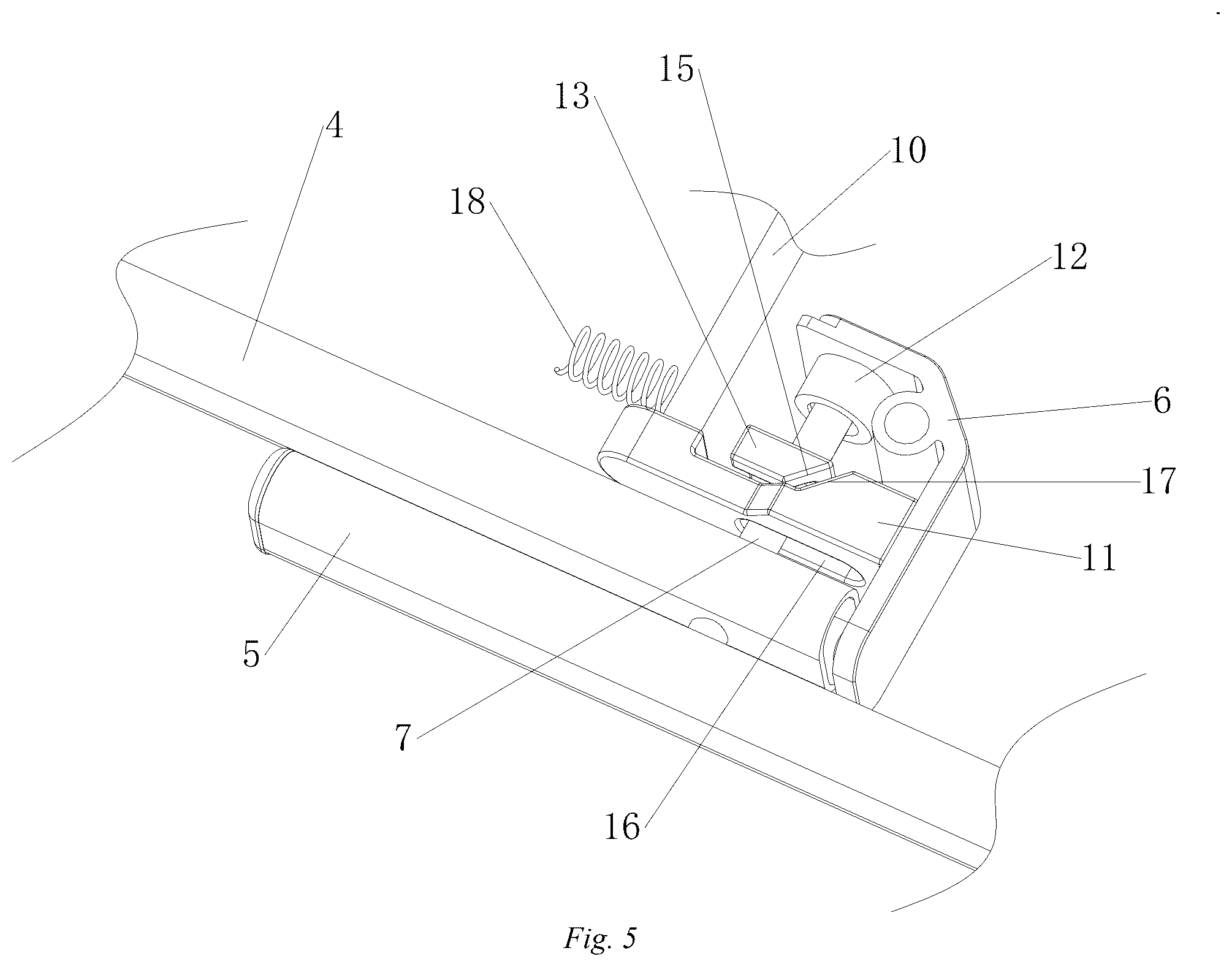 Patent US12312864 Figure 5 – Connecting rod stabilizing structure for herringbone ladder