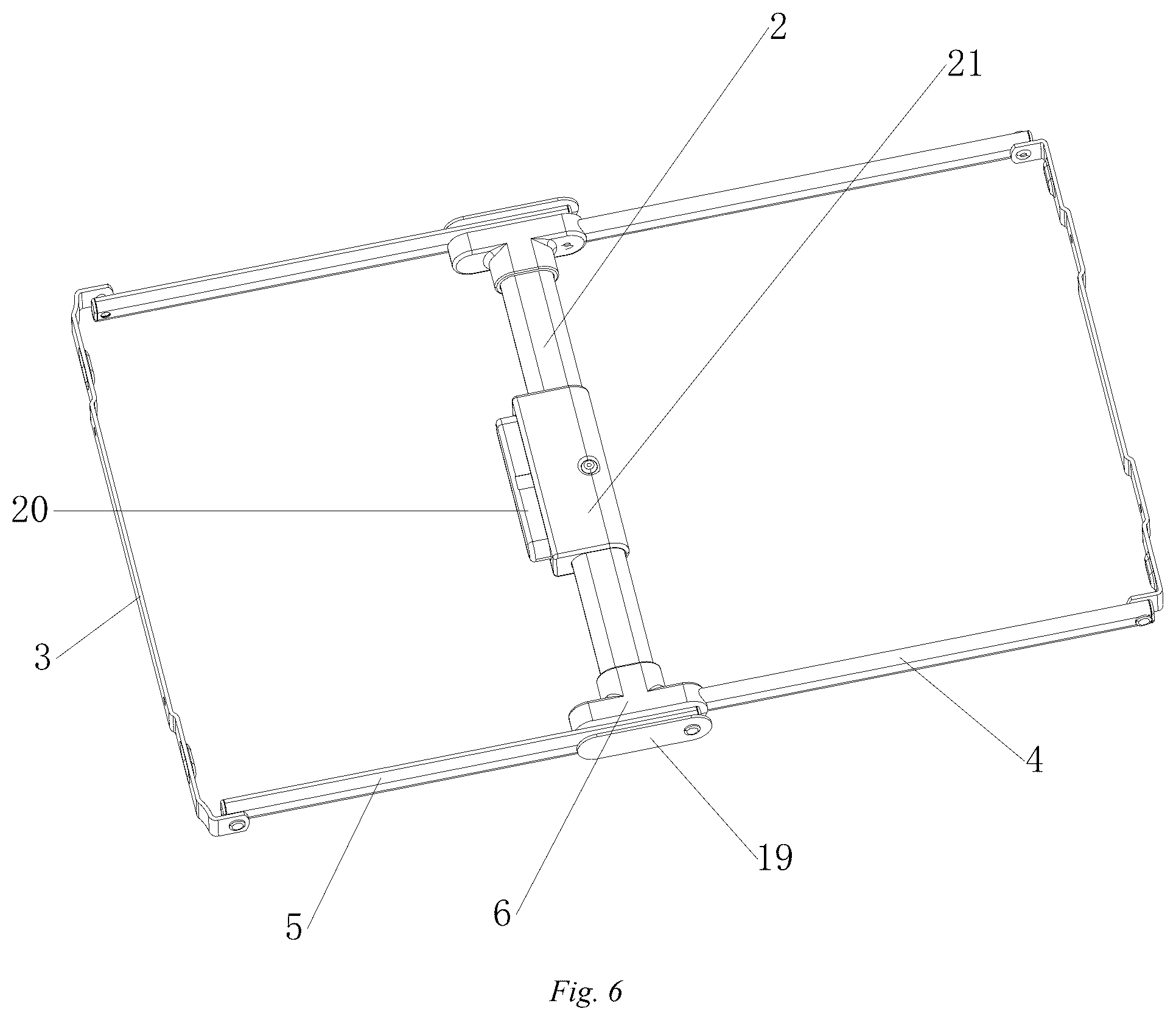 Patent US12312864 Figure 6 – Connecting rod stabilizing structure for herringbone ladder