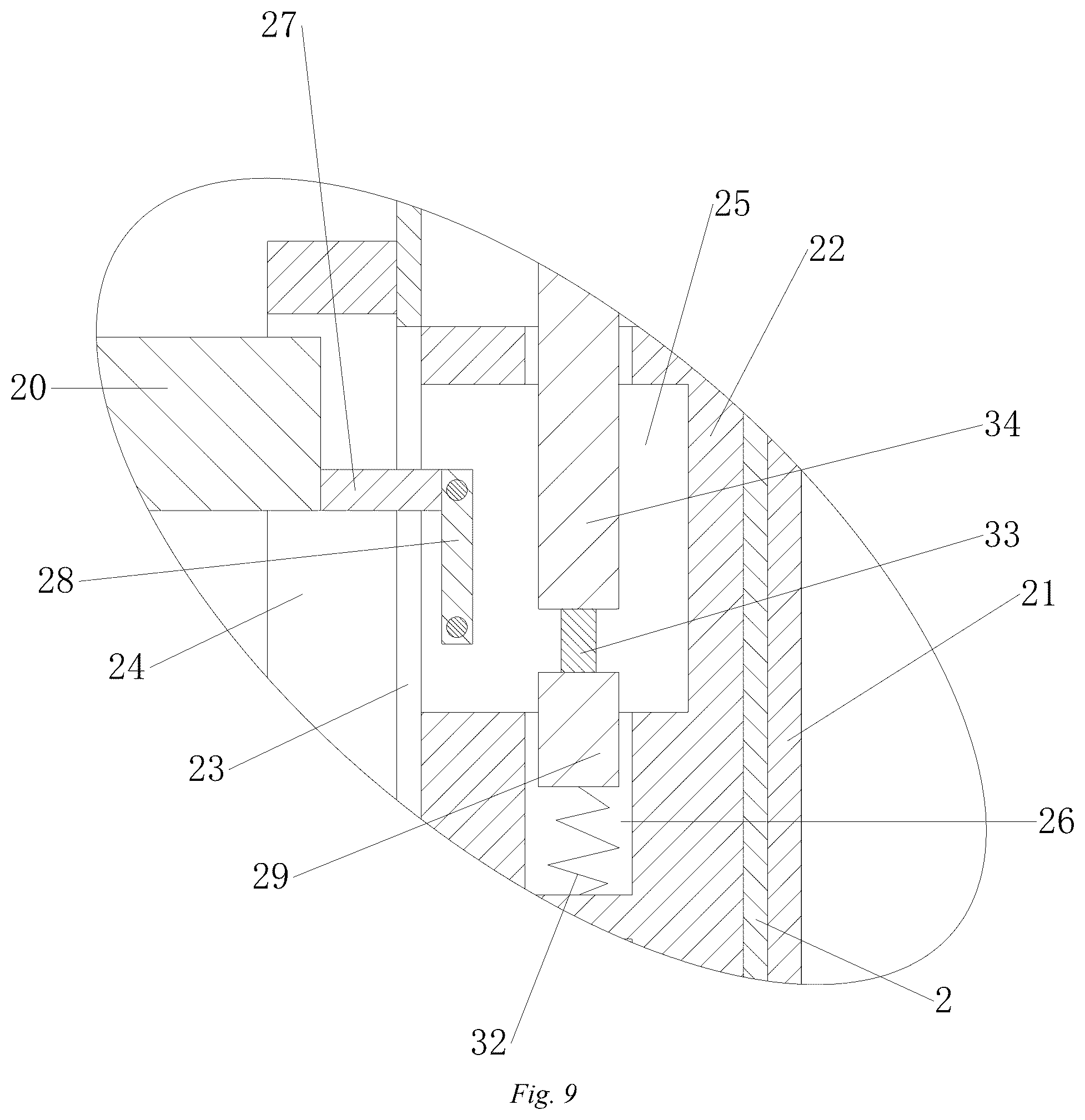 Patent US12312864 Figure 9 – Connecting rod stabilizing structure for herringbone ladder