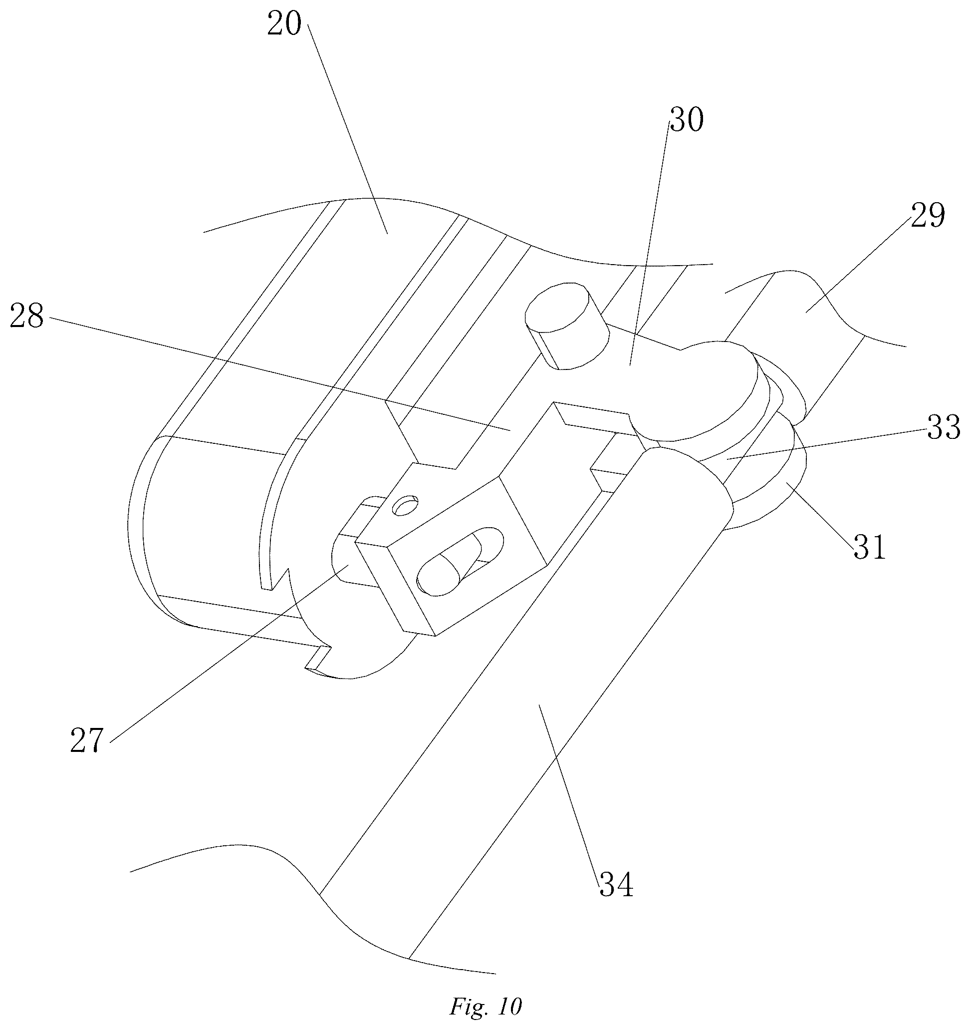 Patent US12312864 Figure 10 – Connecting rod stabilizing structure for herringbone ladder