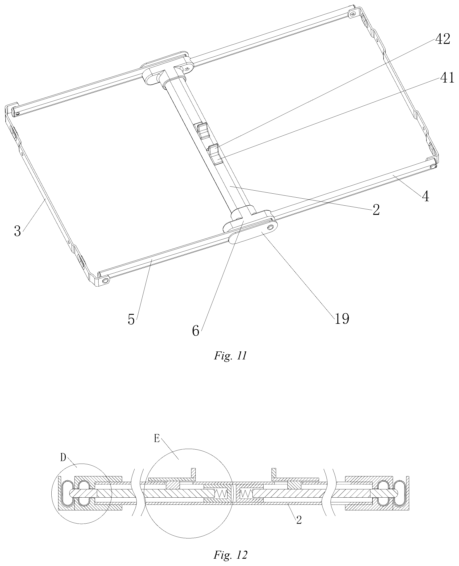 Patent US12312864 Figure 11 – Connecting rod stabilizing structure for herringbone ladder