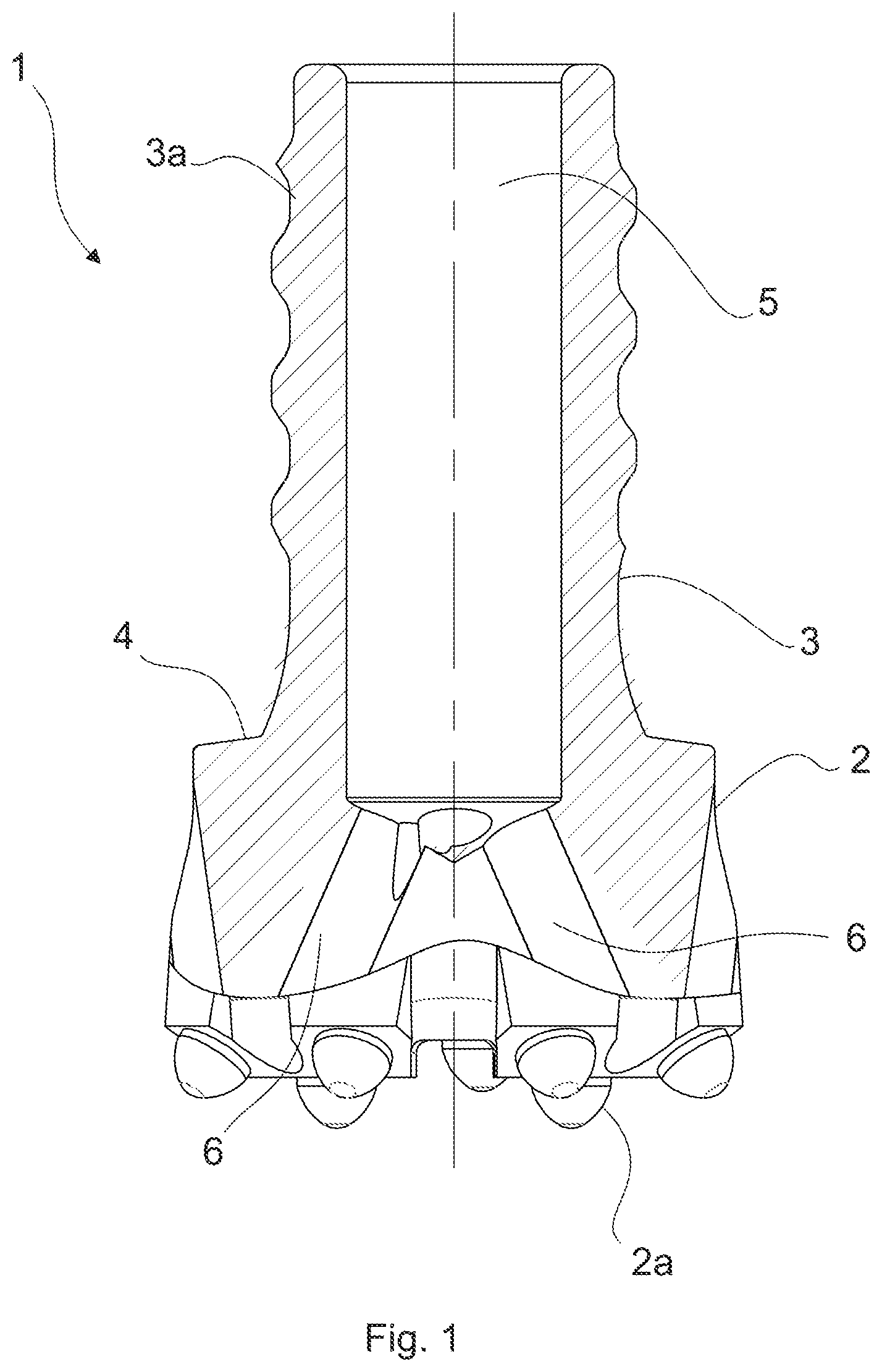 Patent US12312866 — Drill assembly for percussive drilling, a drill bit and a drill string element — Figure 1