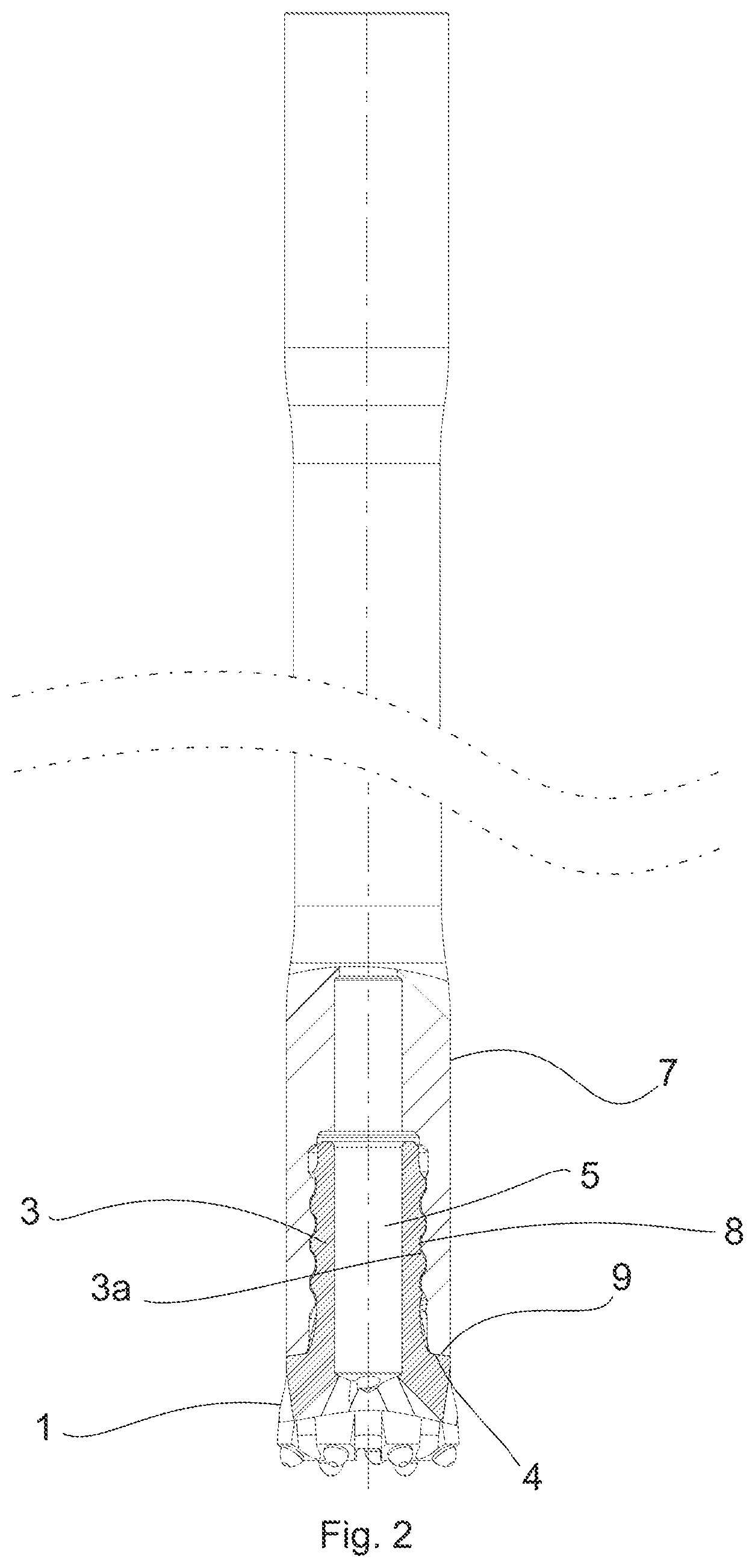 Patent US12312866 Figure 2 – Drill assembly for percussive drilling, a drill bit and a drill string element