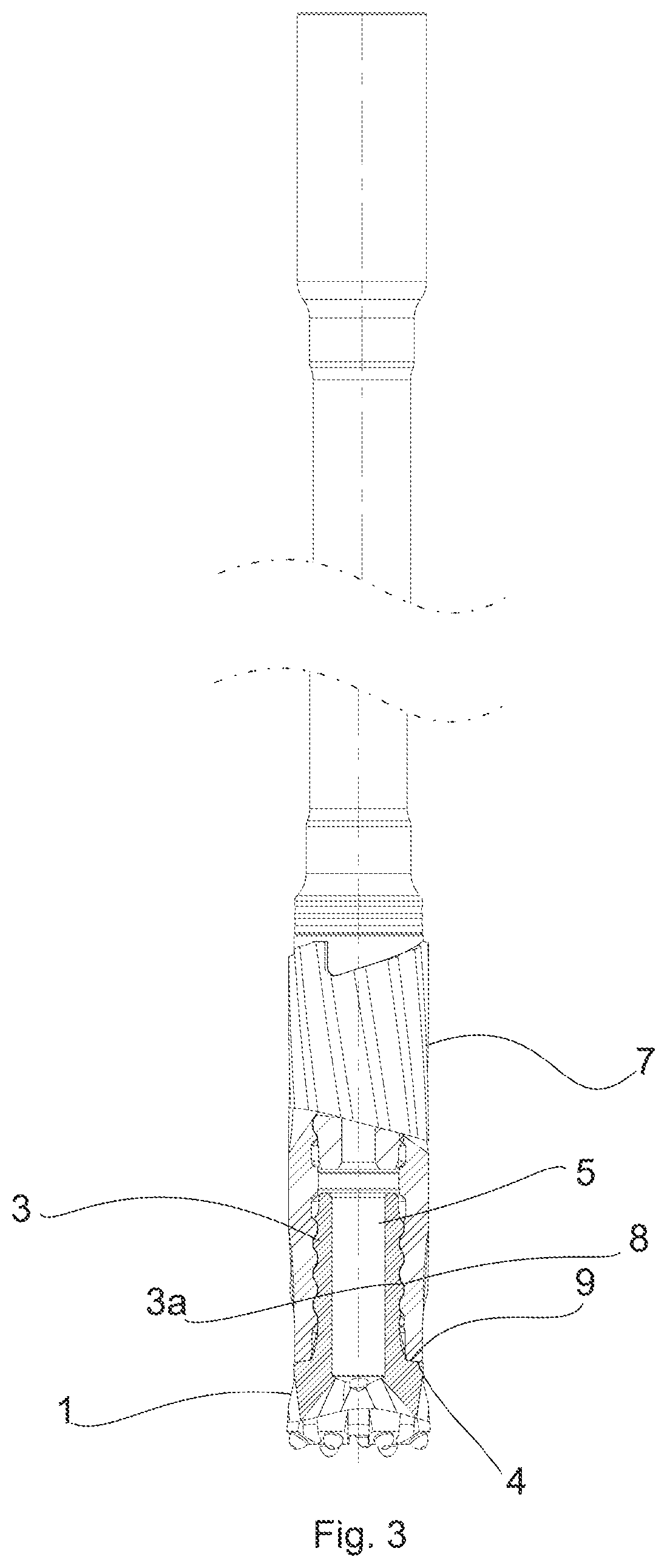 Patent US12312866 Figure 3 – Drill assembly for percussive drilling, a drill bit and a drill string element