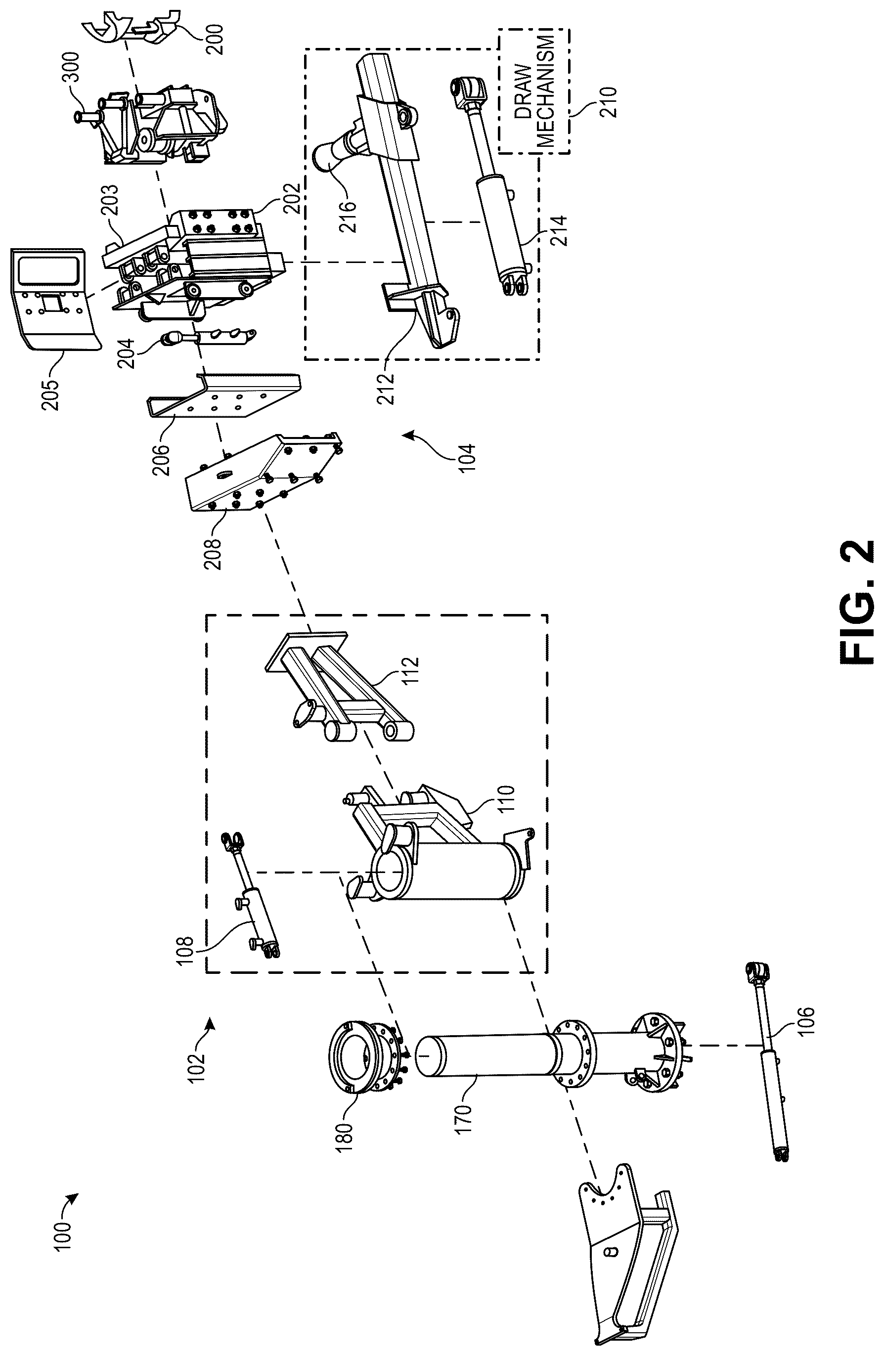 Patent US12312872 Figure 2 – Remote control line clamp installation system