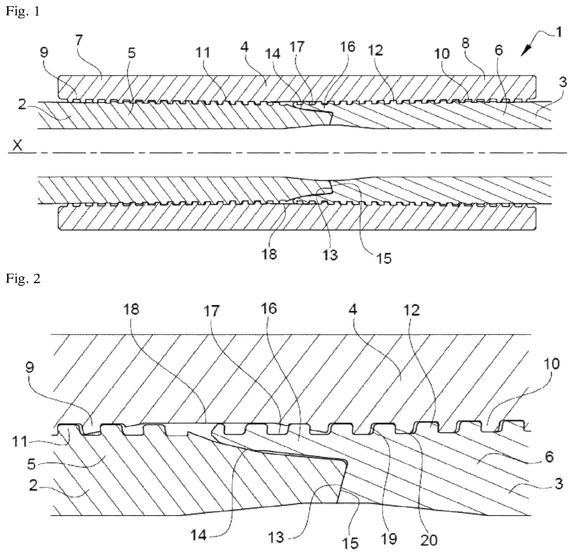 Patent US12312874 Figure 1 – Connection device for tubular elements