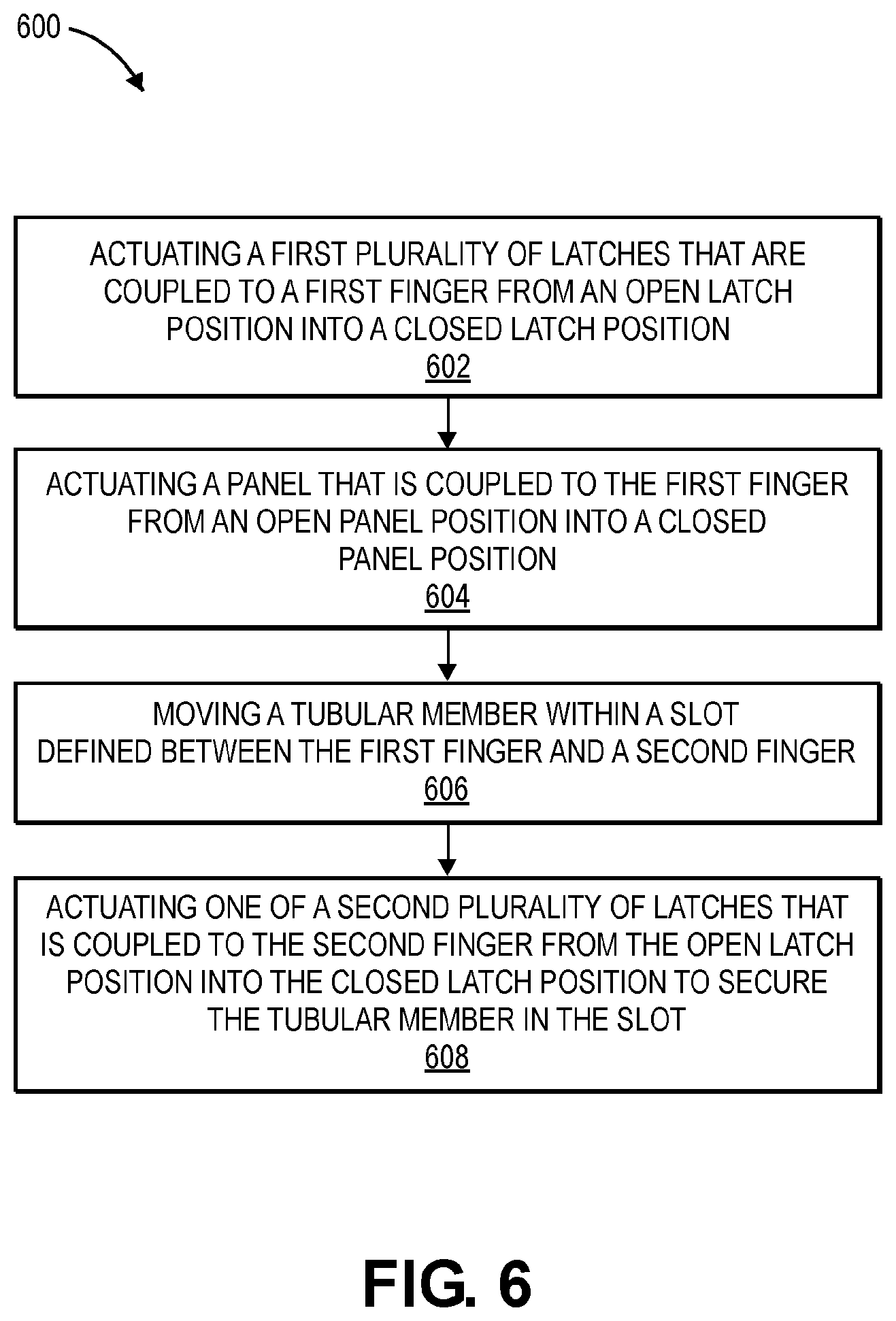 Patent US12312884 Figure 6 – Automated fingerboard for a drilling rig