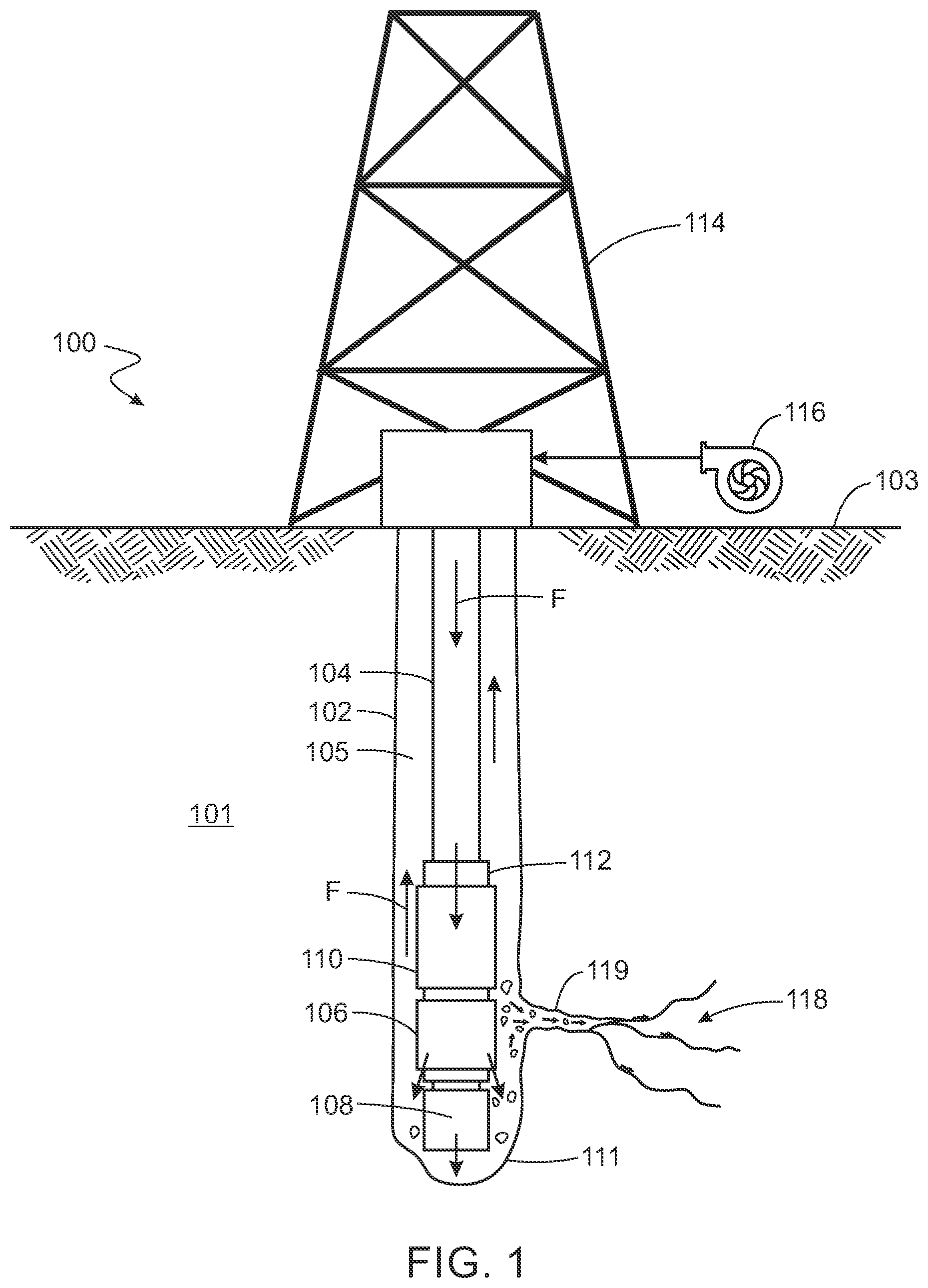 Patent US12312885 Figure 1 – Reducing fluid loss with lost circulation materials
