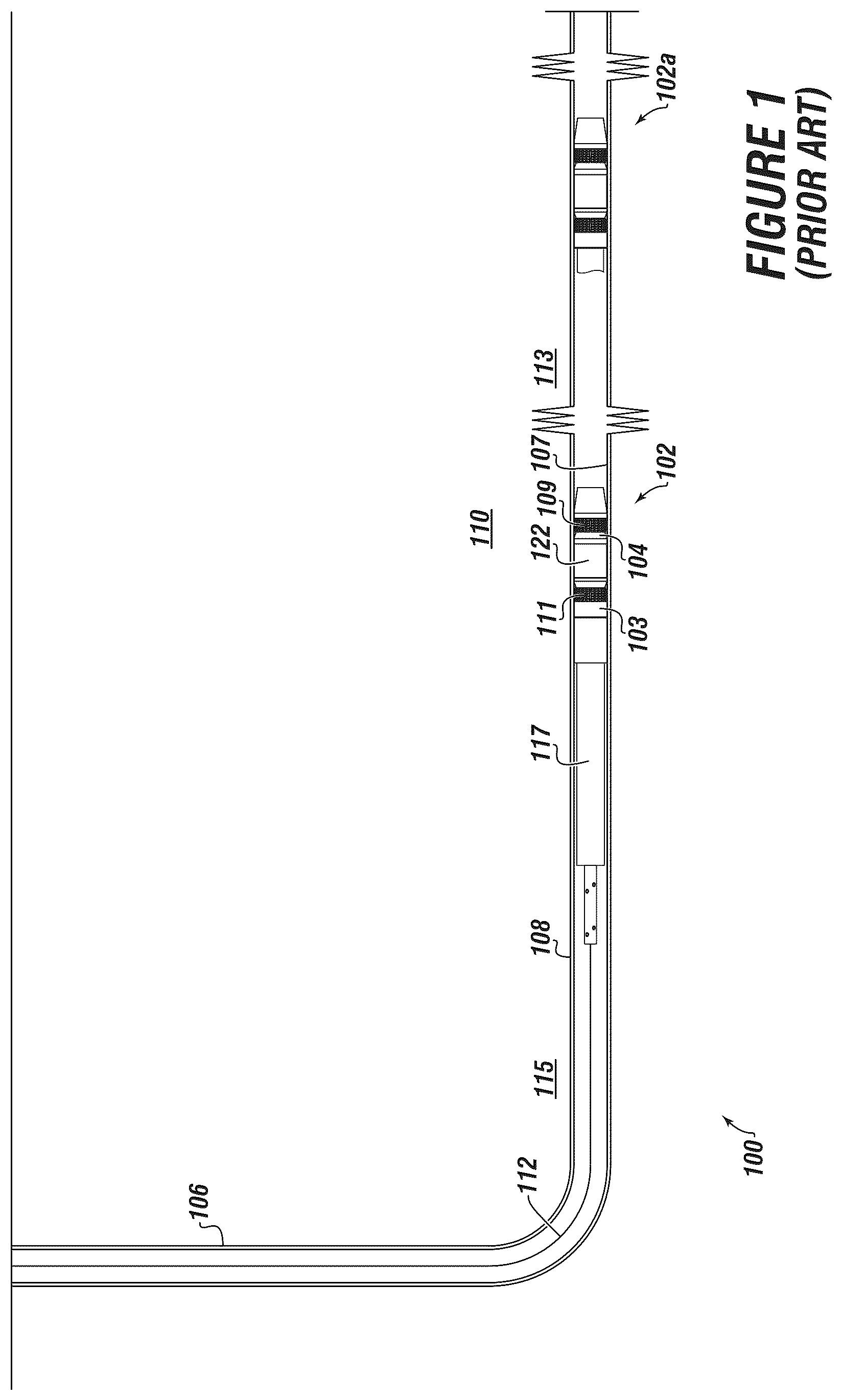 Patent US12312903 Figure 1 – Downhole tool with backup ring assembly