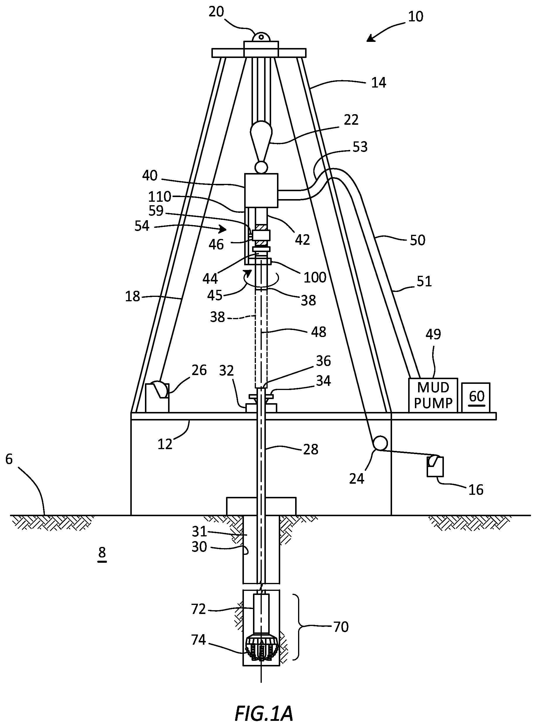 Patent US12312917 Figure 1 – Electric top drive