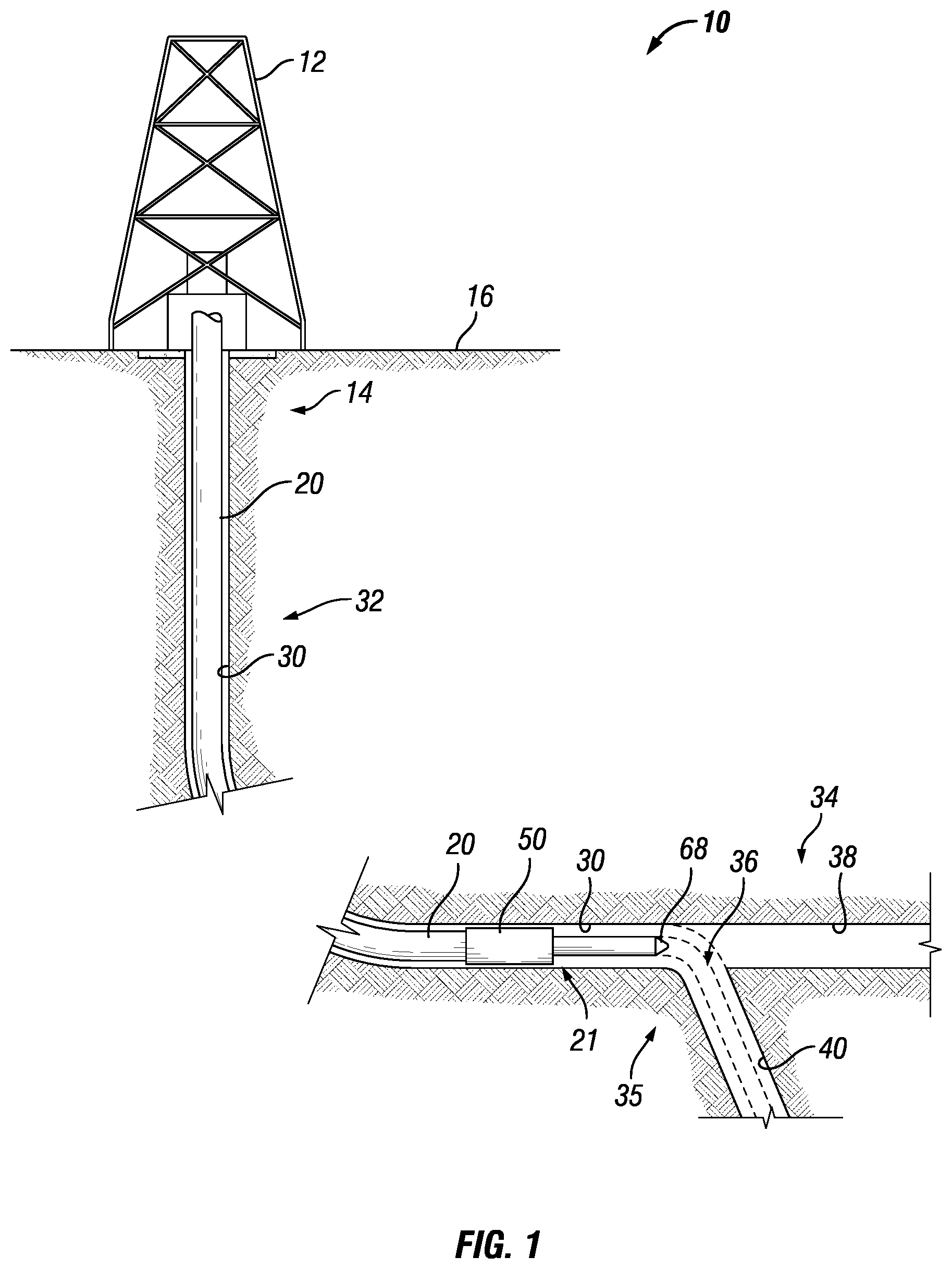 Patent US12312918 Figure 1 – Guide sub for multilateral junction