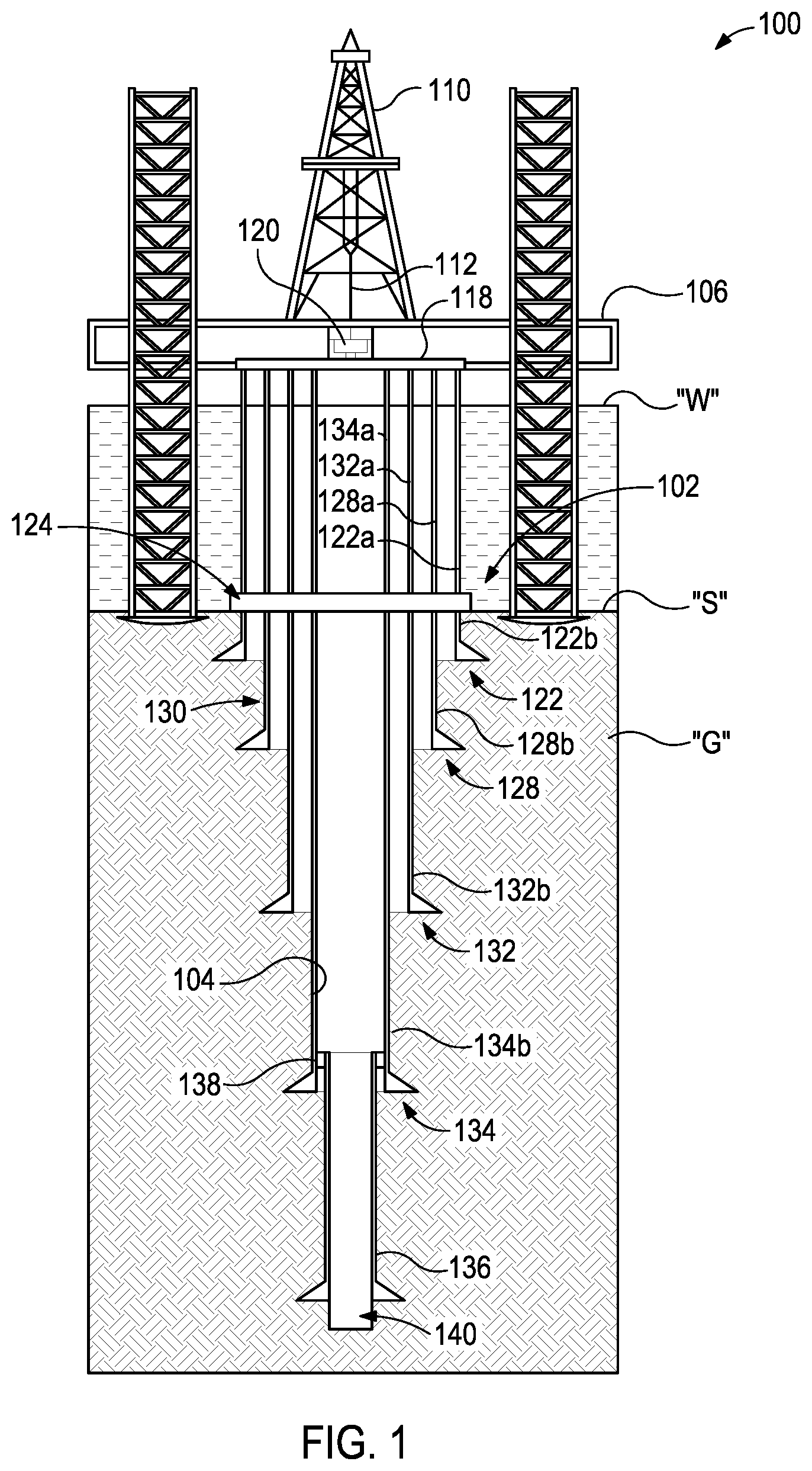 Patent US12312921 Figure 1 – Adapted mud line suspension system