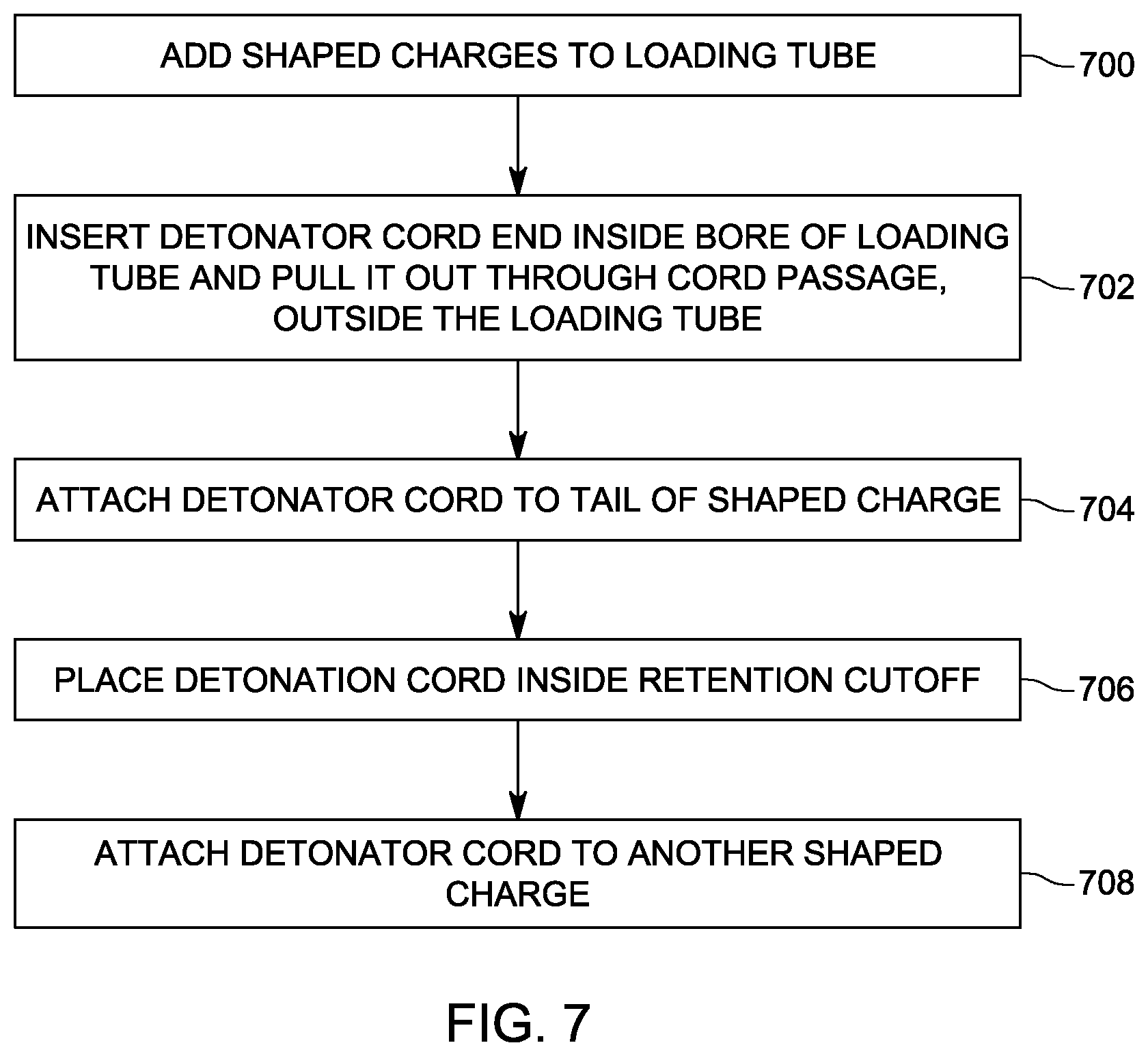Patent US12312924 Figure 8 – Shaped charge load tube with integrated detonation cord retention mechanism