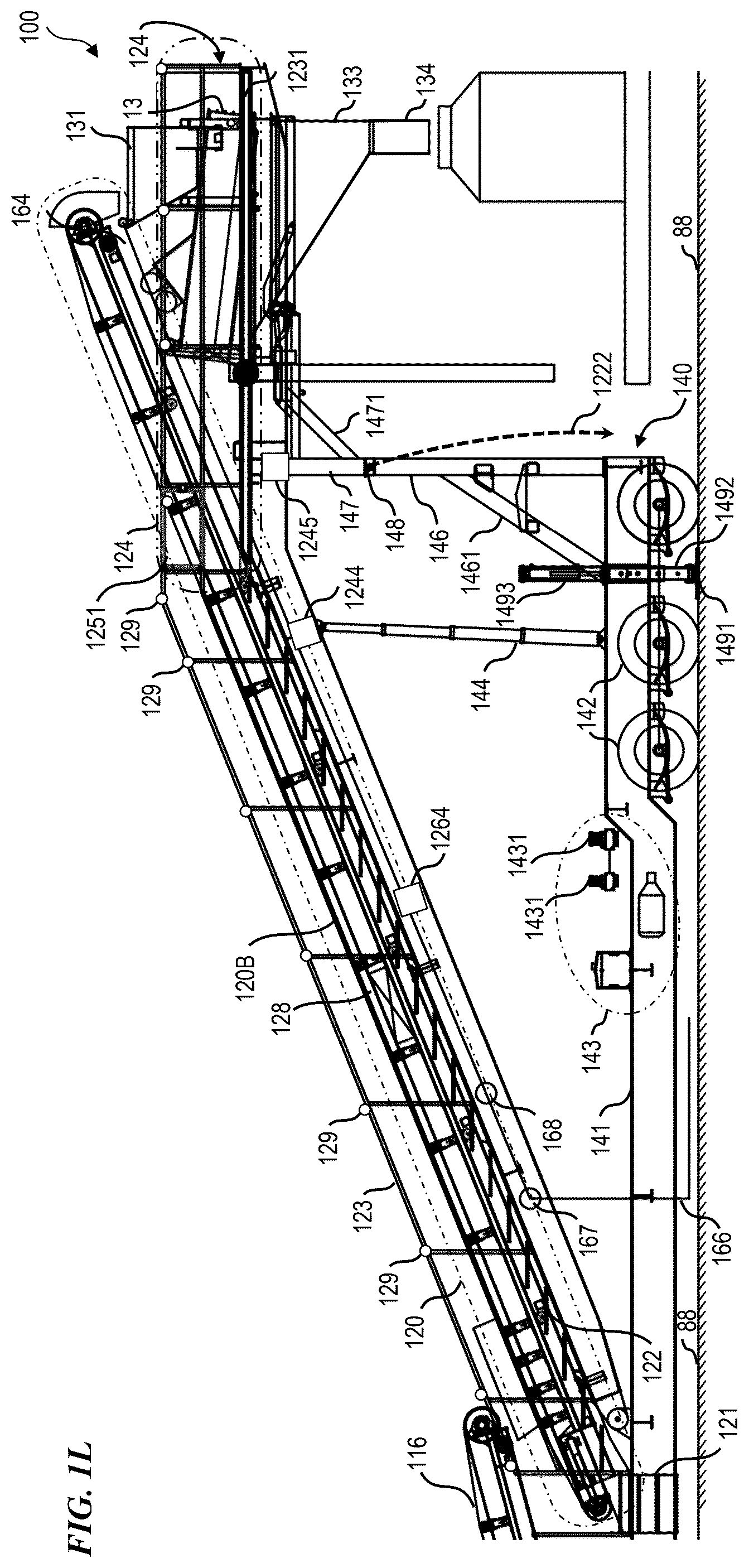 Patent US12312931 Figure 9 – Trailer-integrated self-contained frac-sand system and method with safety features