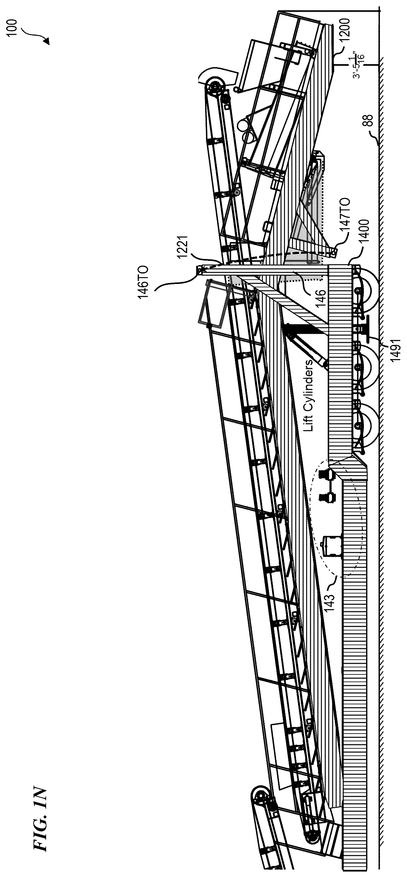 Patent US12312931 Figure 11 – Trailer-integrated self-contained frac-sand system and method with safety features