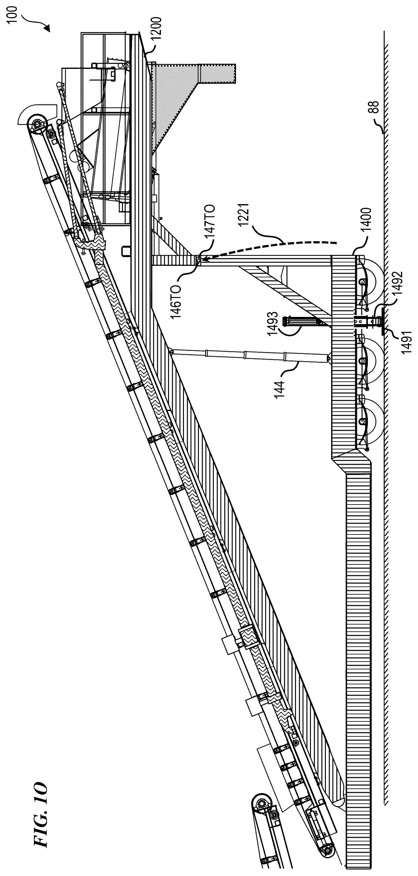 Patent US12312931 Figure 12 – Trailer-integrated self-contained frac-sand system and method with safety features