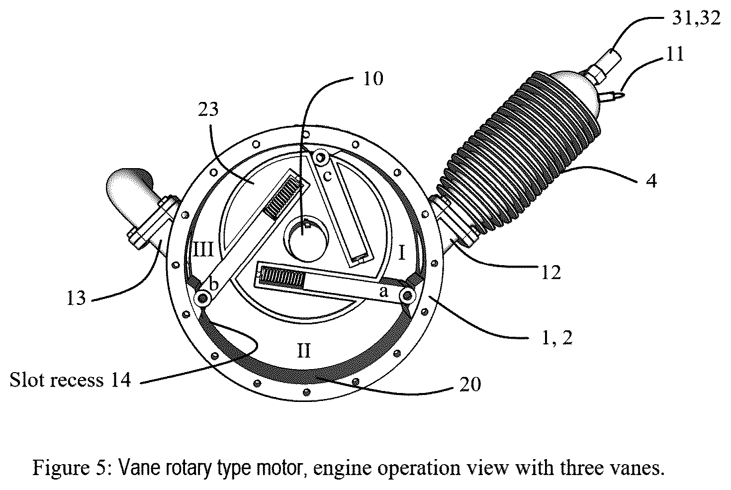 Patent US12312960 Figure 5 – Integrated internal continuous combustion rotary engine