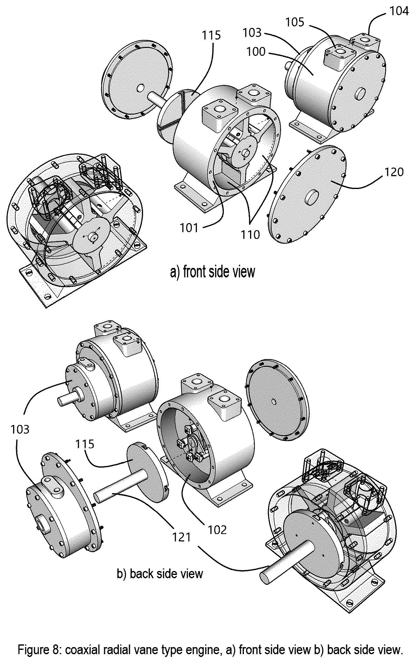 Patent US12312960 Figure 8 – Integrated internal continuous combustion rotary engine