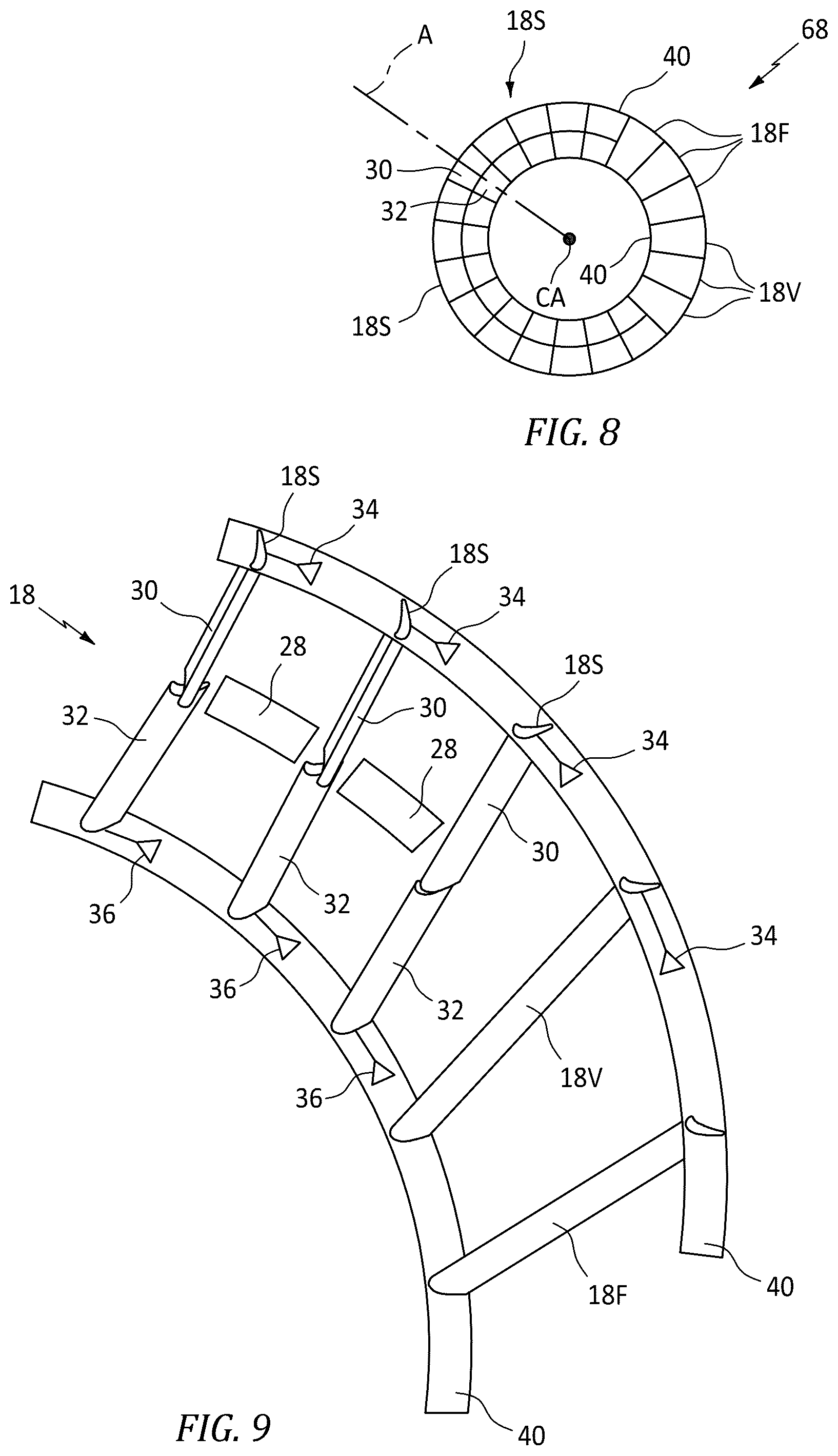 Patent US12312966 Figure 4 – Gas turbine engine with hybrid fan exit guide vanes