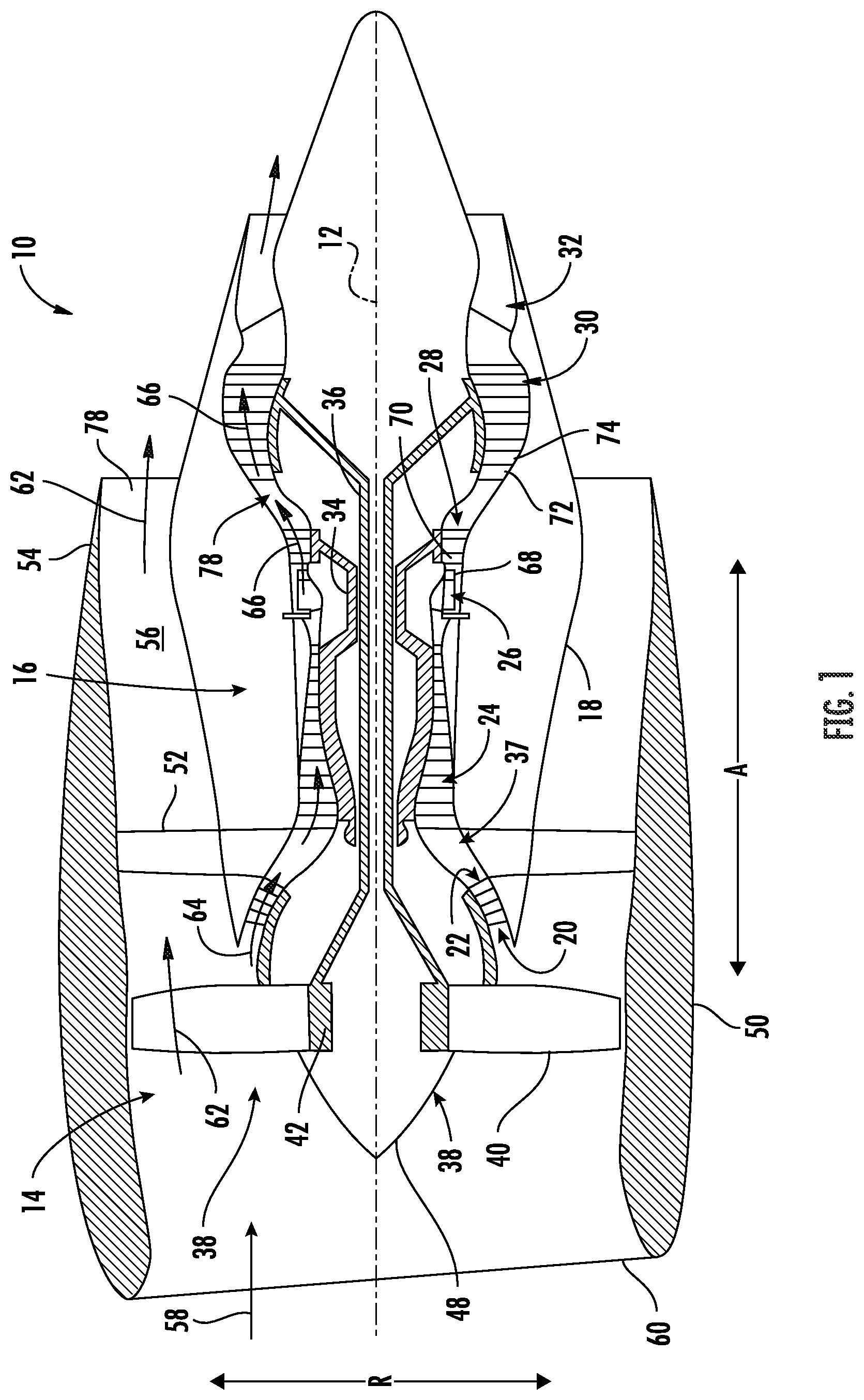 Patent US12312969 Figure 1 – Airfoils for turbofan engines