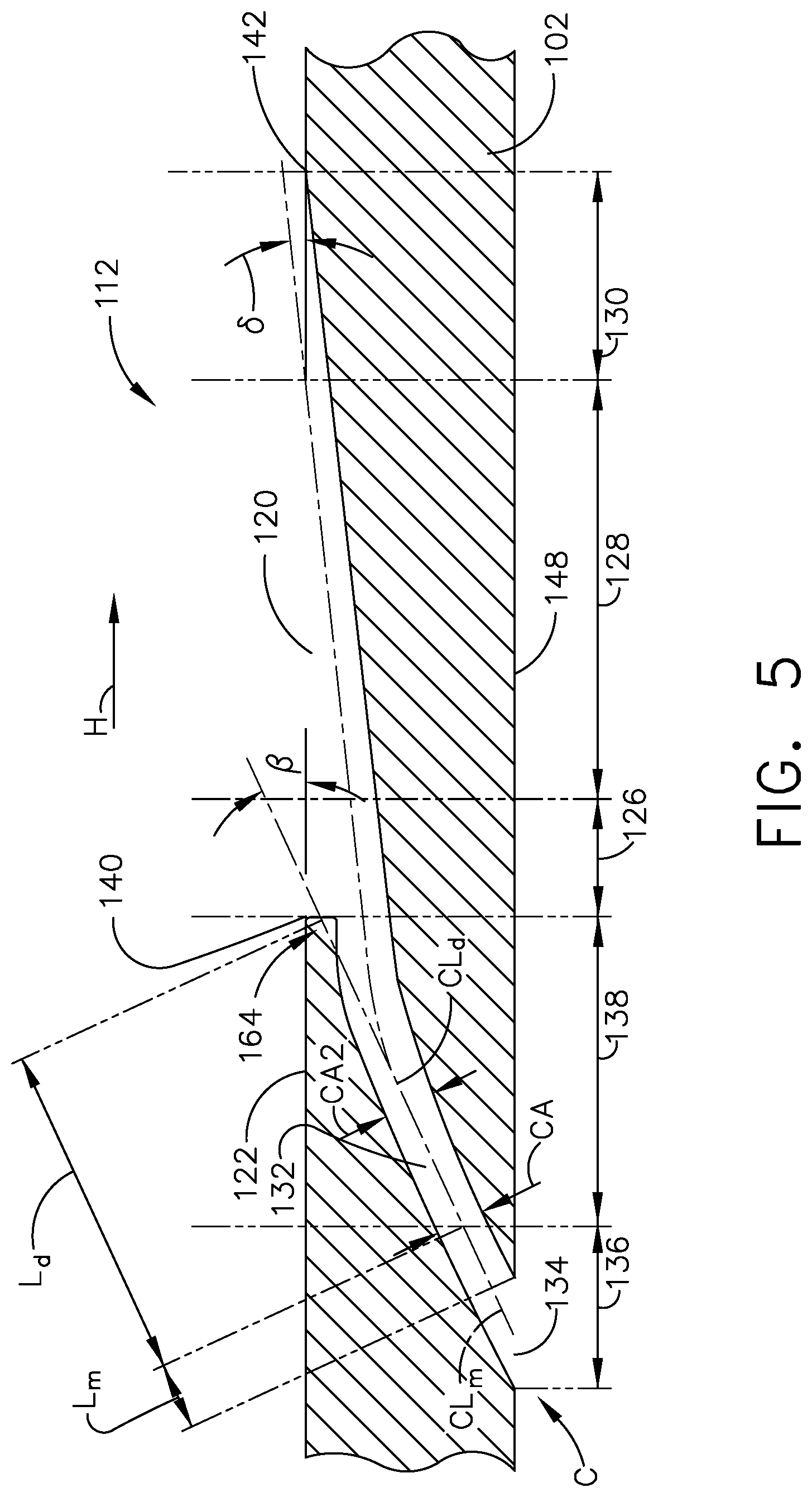 Patent US12312975 Figure 5 – Component for a turbine engine with a cooling hole