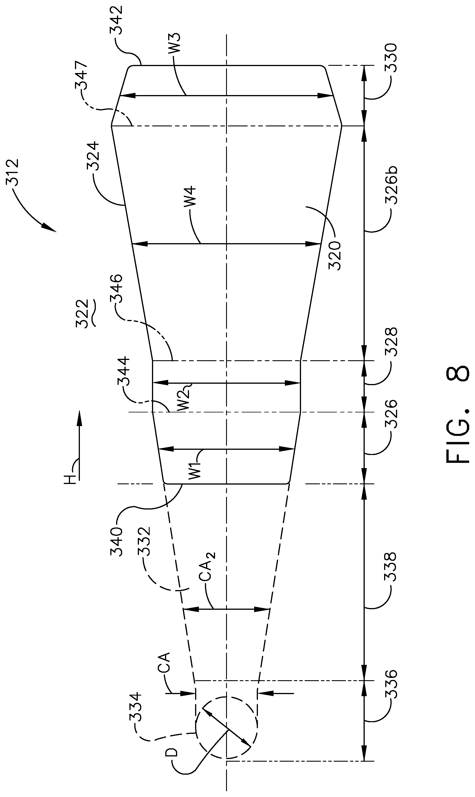 Patent US12312975 Figure 8 – Component for a turbine engine with a cooling hole