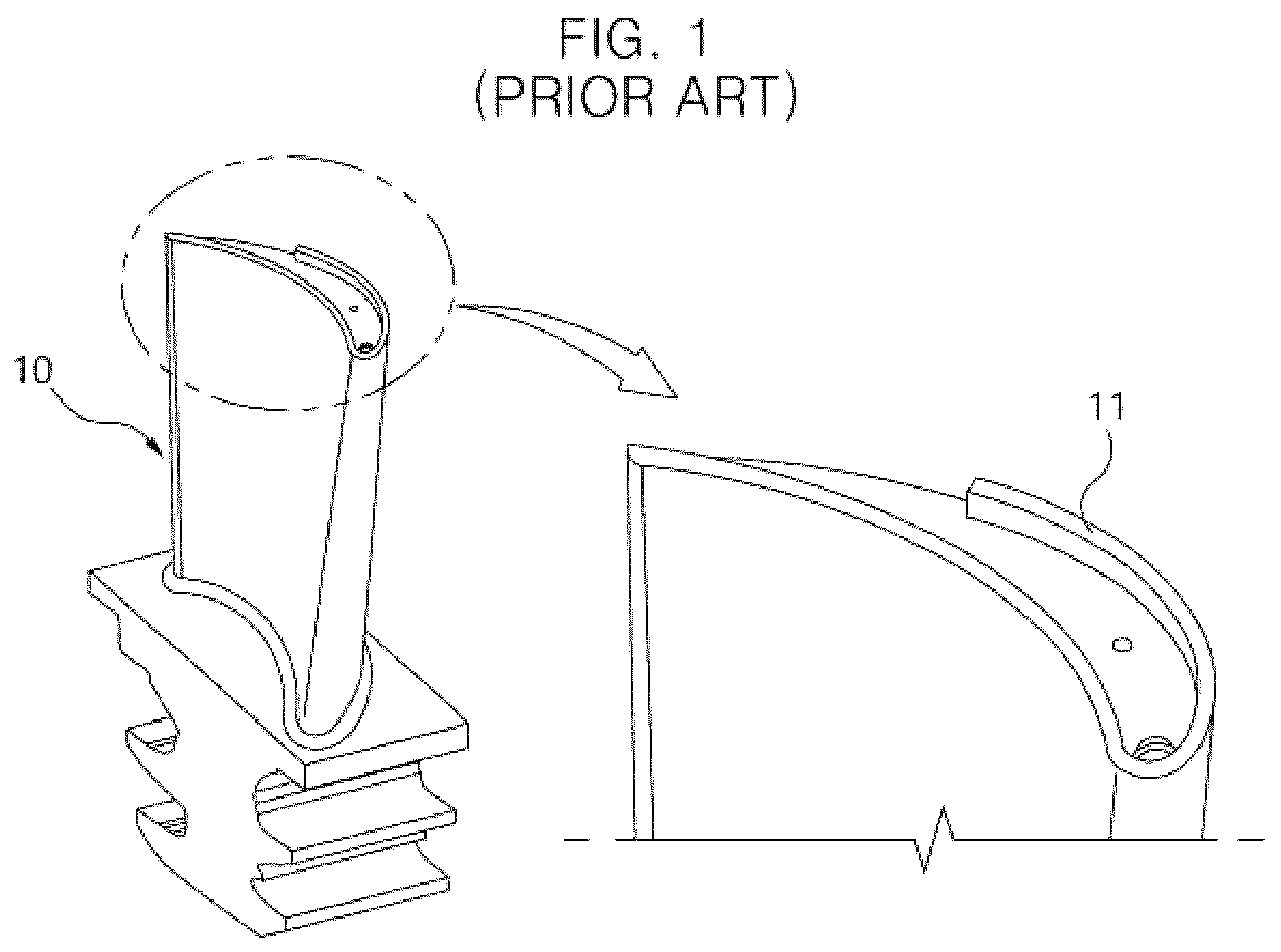 Patent US12312976 Figure 1 – Gas turbine blade having shelf squealer tip