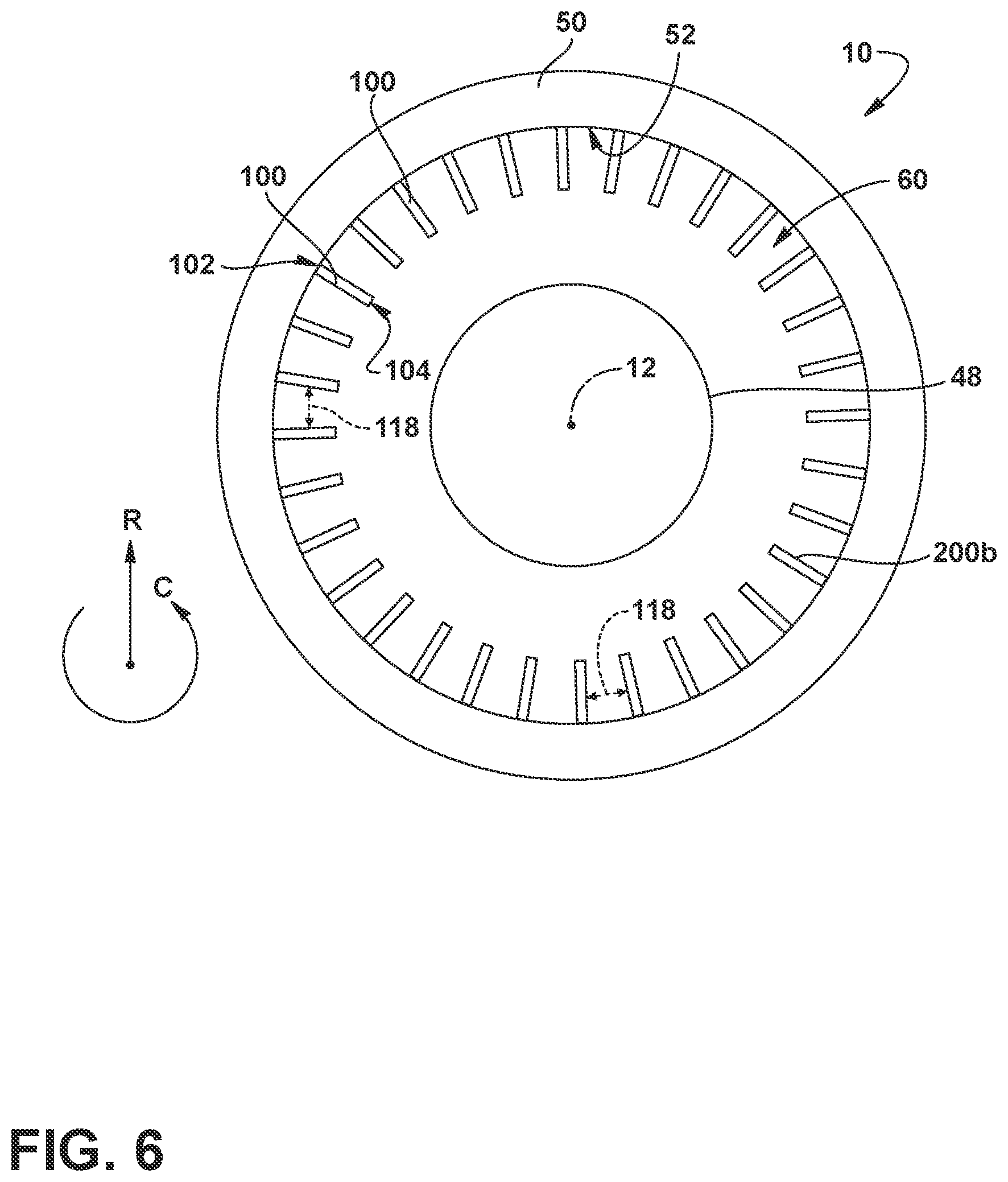 Patent US12312977 Figure 6 – Turbine engine with a primary stage of airfoils and a subsidiary stage of airfoils