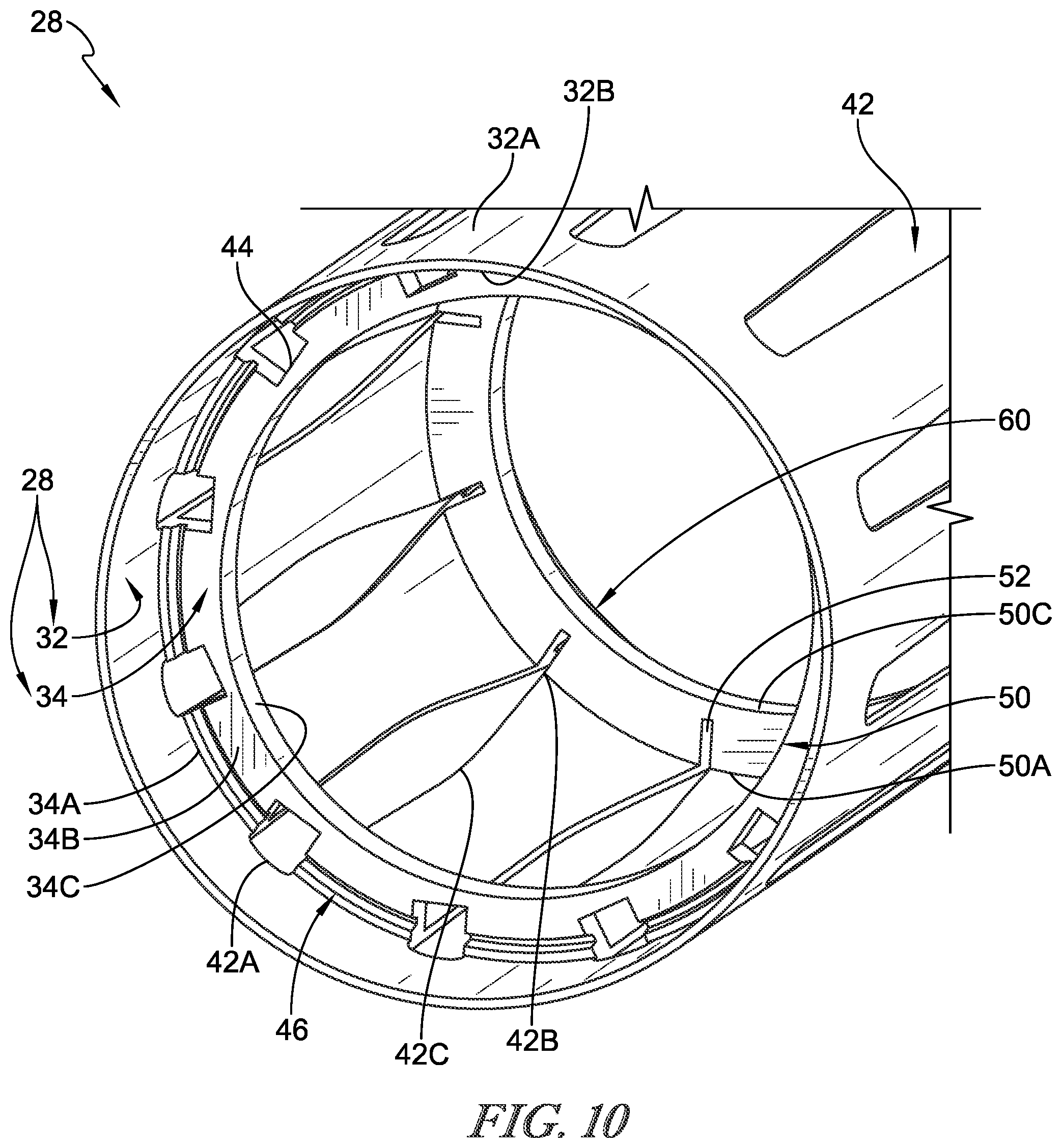 Patent US12312979 Figure 10 – Retainer rings for vane assemblies used in gas turbine engines
